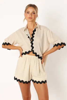 Wilson Short Set - Cream Black Hypoallergenic Textile