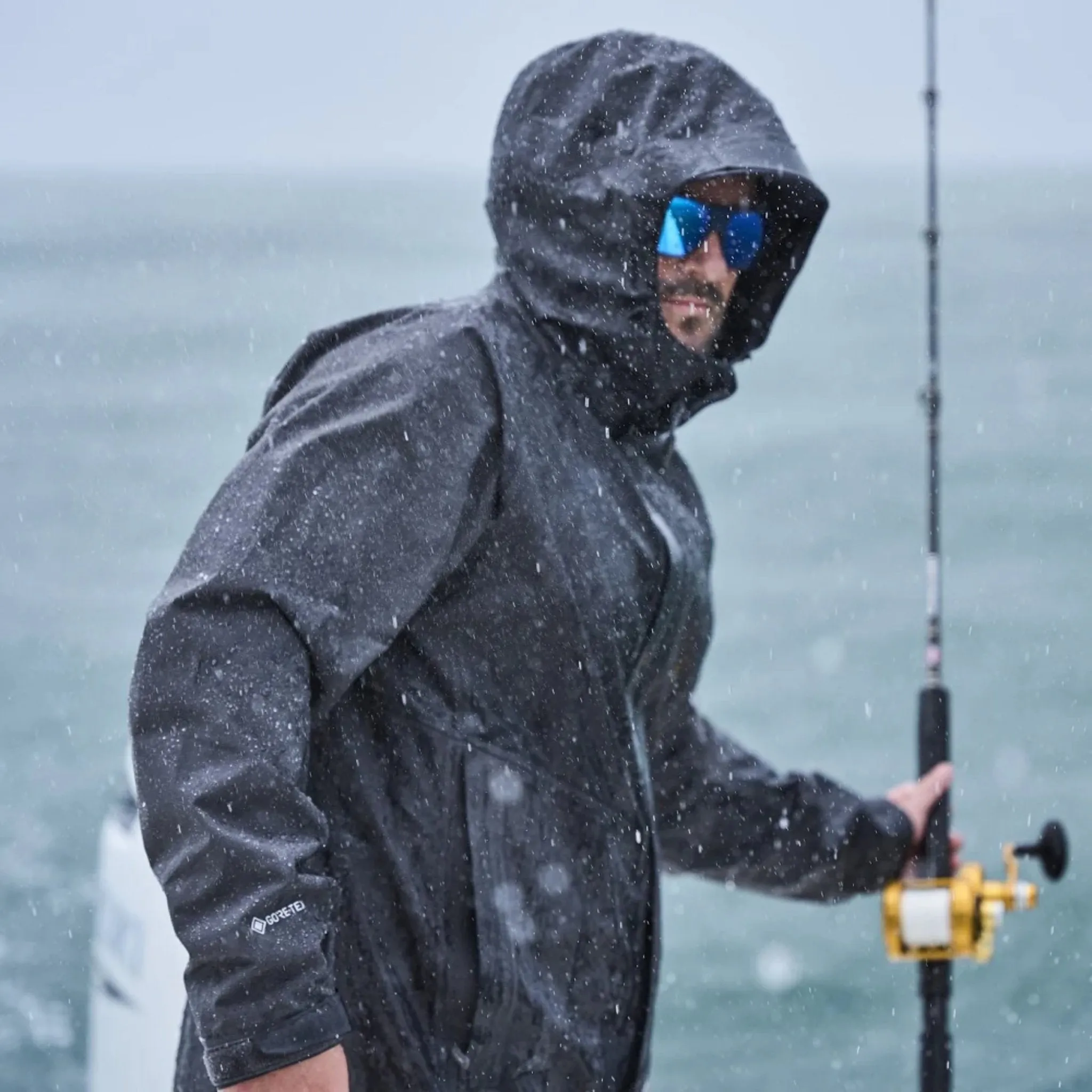 All Season Versatility Versatile Styling Grundens Men's Charter Gore Tex Rain Jacket - Anchor