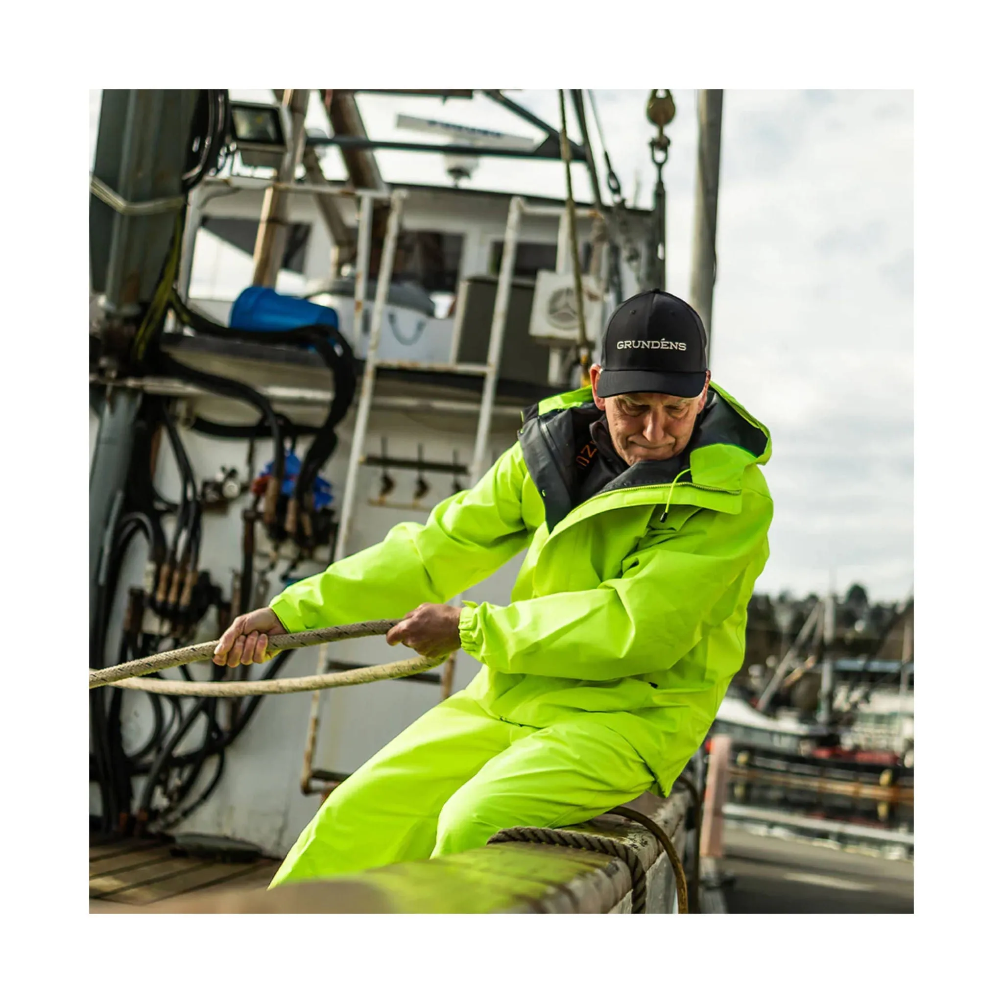 Bright Color Grundens Men's Full Share Jacket - Hi-Vis Yellow