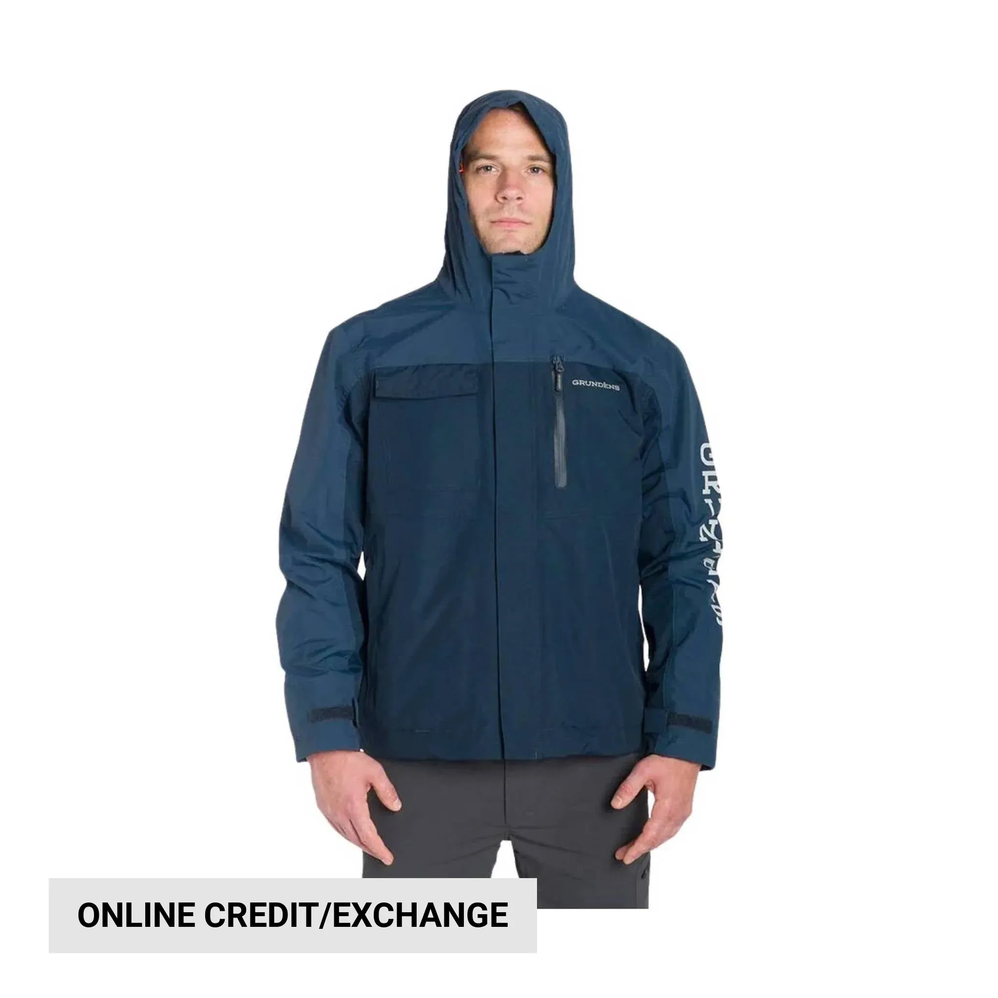 StretchFit Silhouette Grundens Men's Transmit Jacket - Stormy Blue