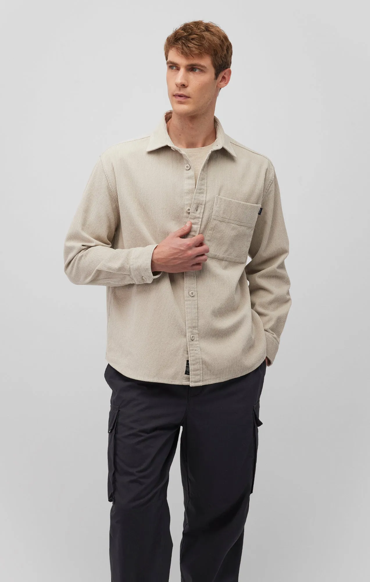 CORDUROY BUTTON-UP SHIRT IN MOONSTRUCK Camouflage Style Functional Design