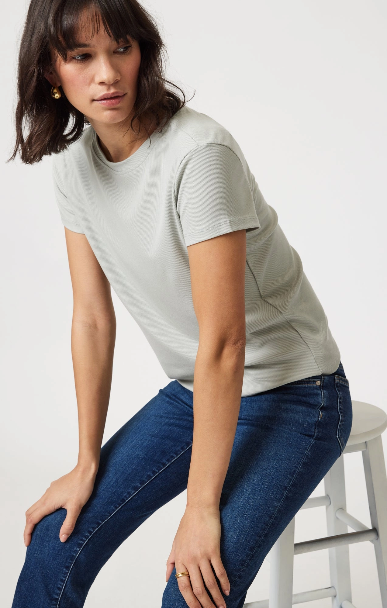 Breezy Comfort Sun Protection LUXE TOUCH TENCEL? RIBBED T-SHIRT IN PIGEON