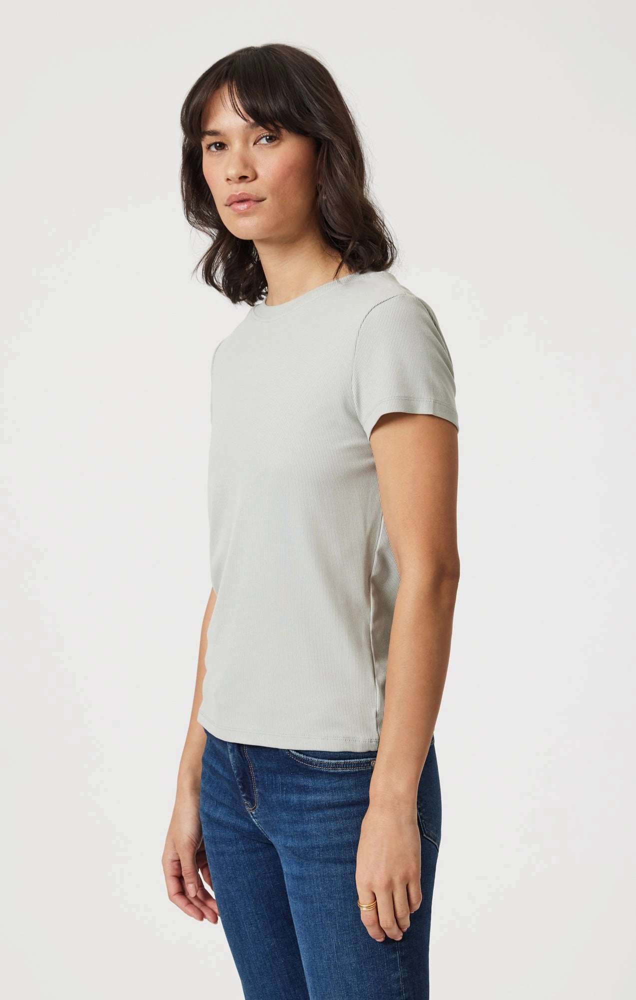LUXE TOUCH TENCEL? RIBBED T-SHIRT IN PIGEON Day-to-Day Comfort