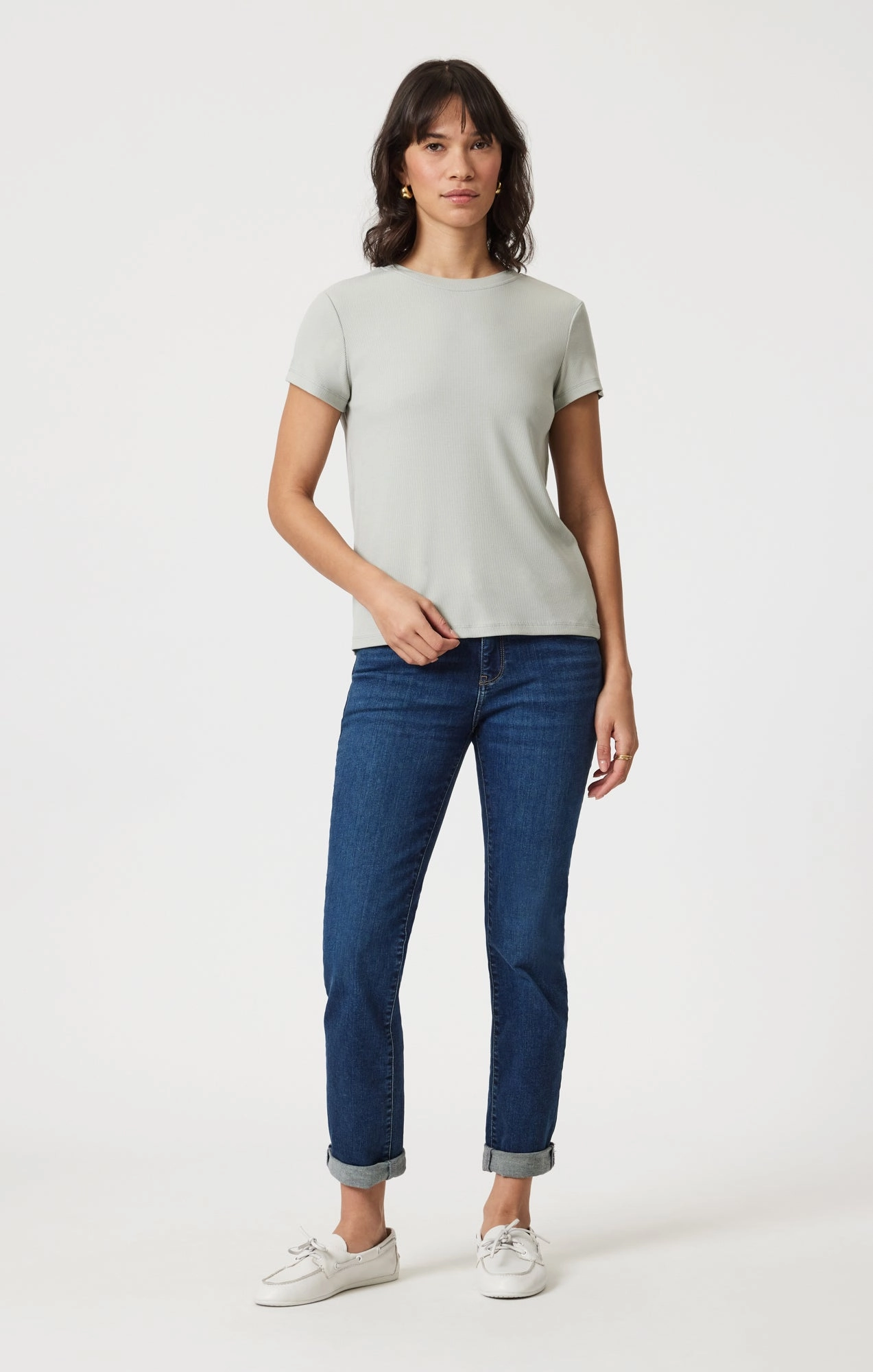 LUXE TOUCH TENCEL? RIBBED T-SHIRT IN PIGEON Trendy Casual Wear