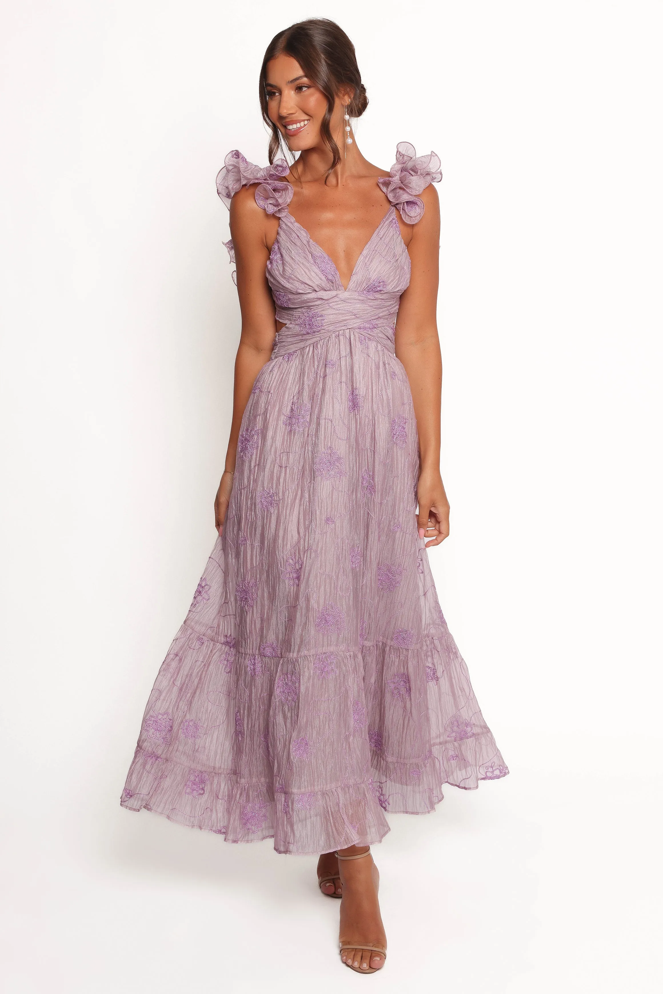 Retro Mood Flattering and Chic Harmony Maxi Dress - Lilac