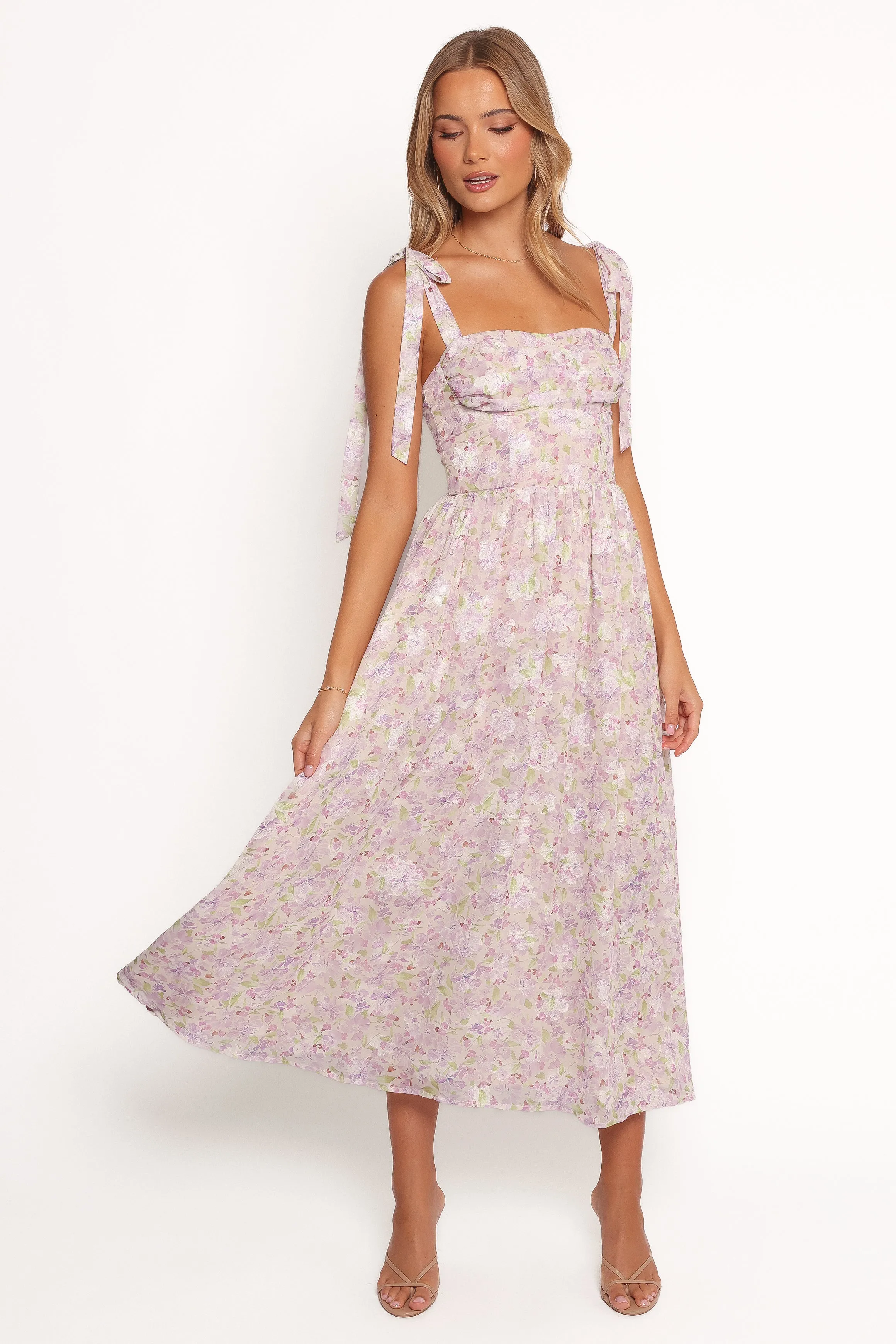 Pleated design Hayden Maxi Dress - Purple Floral