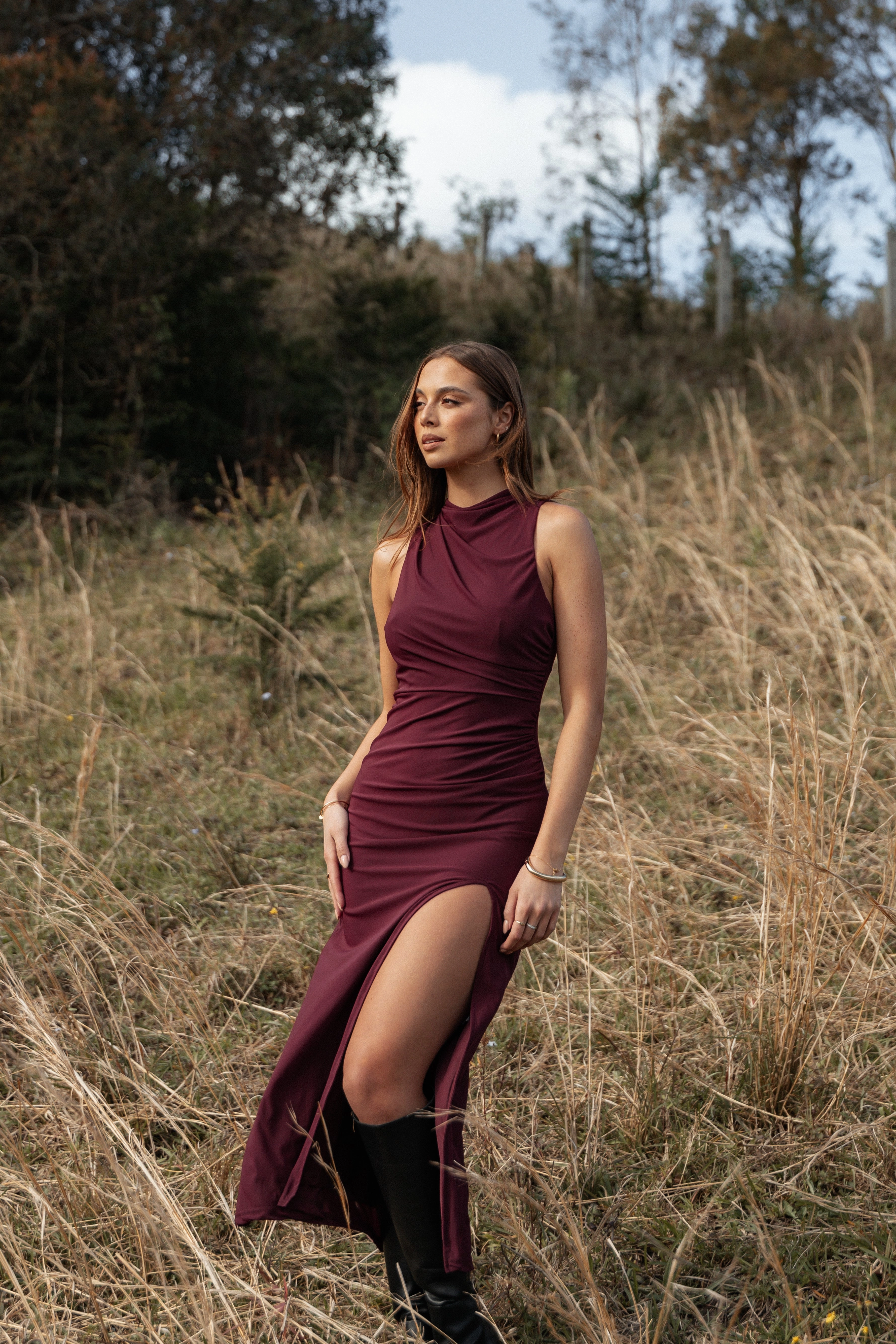 Hayven Maxi Dress - Plum Chilly Weather Wear