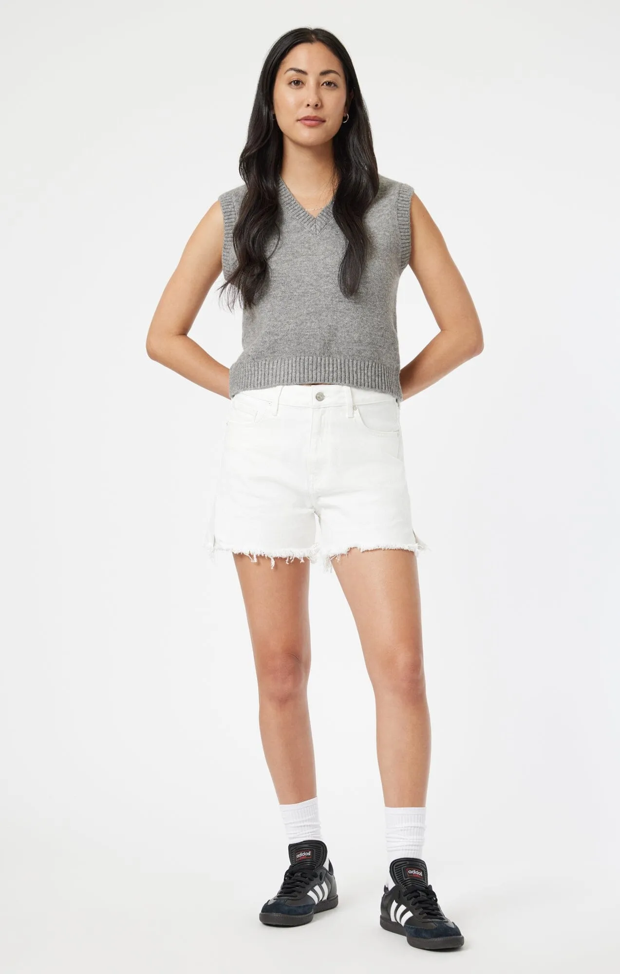 Lightweight Fabric garden party wear HEIDI SHORTS IN OFF WHITE DENIM