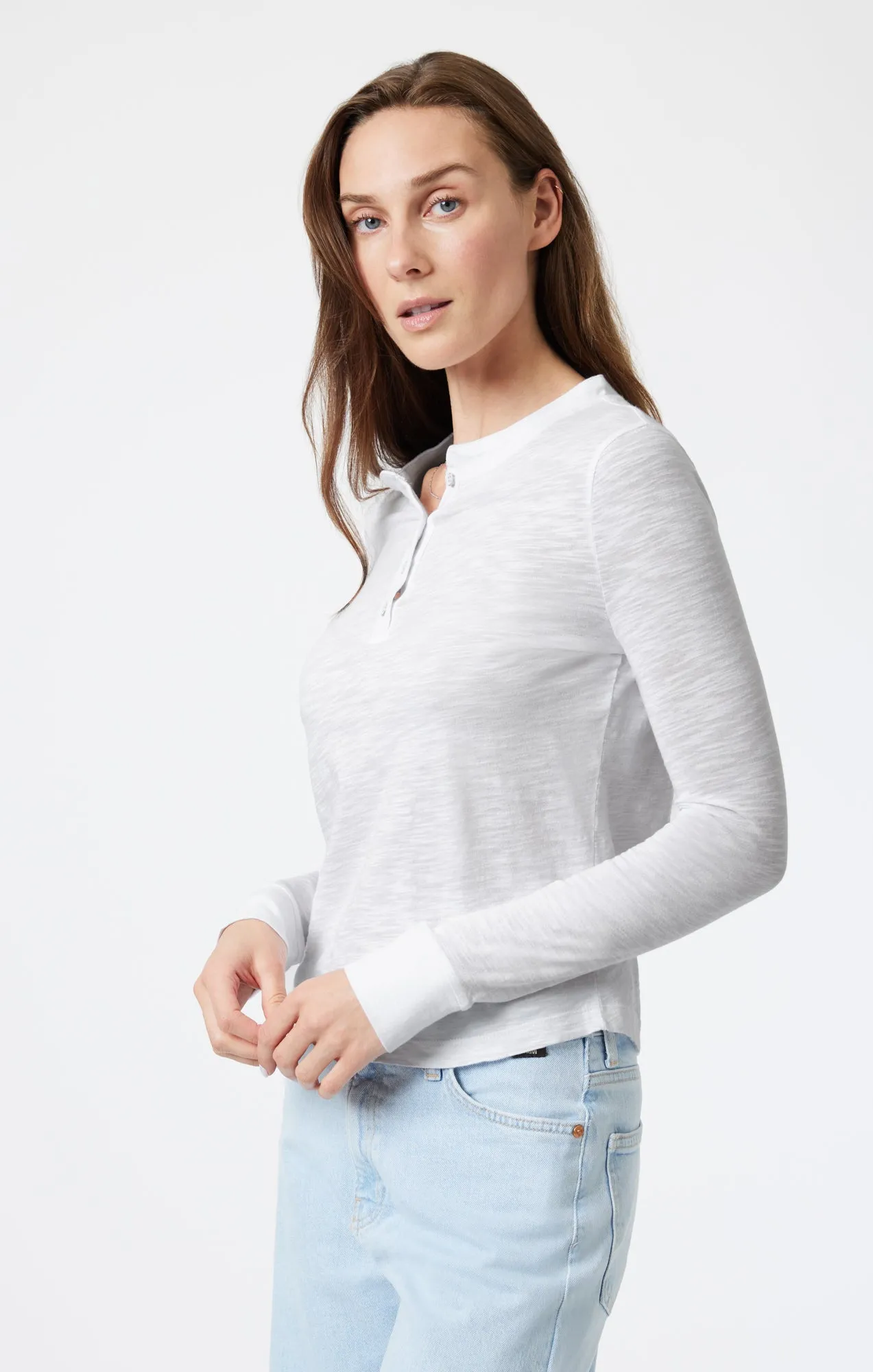 HENLEY T-SHIRT IN SNOW GREY MELANGE Cozy Vibe Wear