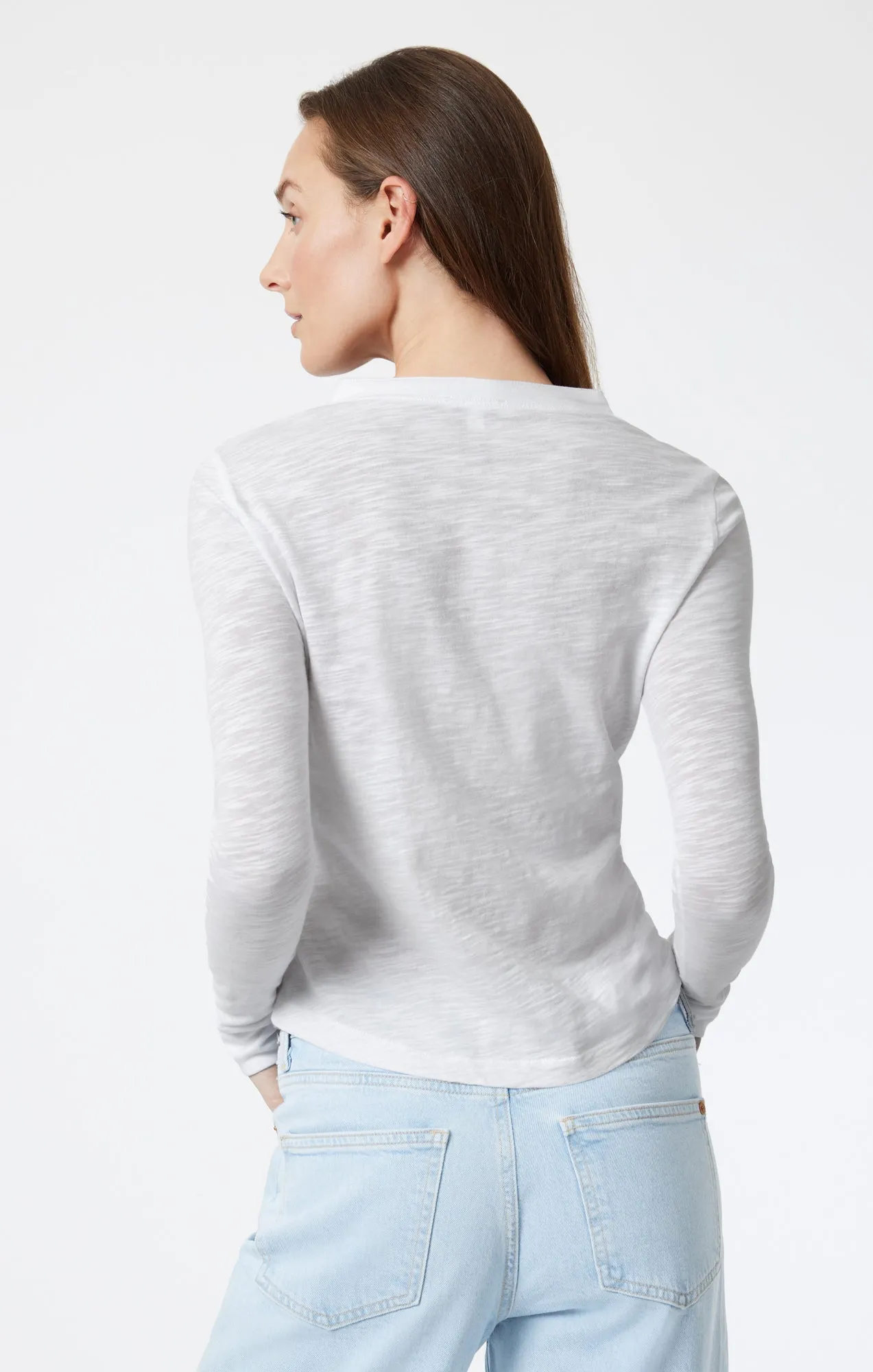 HENLEY T-SHIRT IN SNOW GREY MELANGE NoSideSeam
