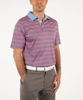 Modern Fashion Heritage Luxe 100% Italian Cotton Jersey Multi-Stripe Polo Shirt