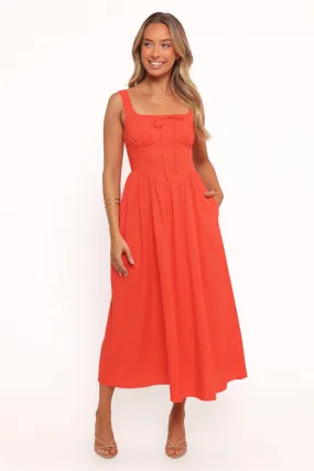 french chic Kinslee Midi Dress - Coral