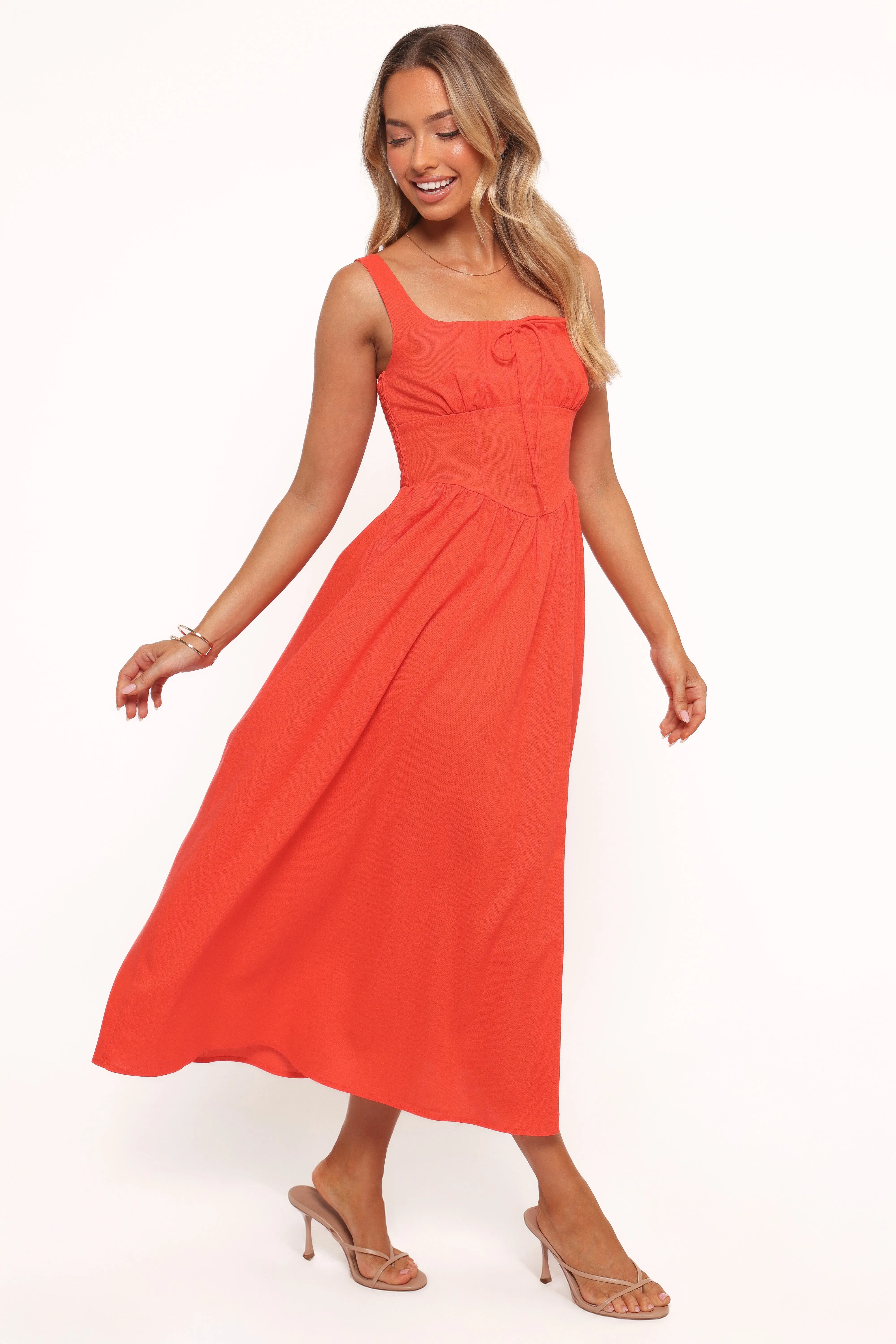Kinslee Midi Dress - Coral Everyday Comfort Soft Touch