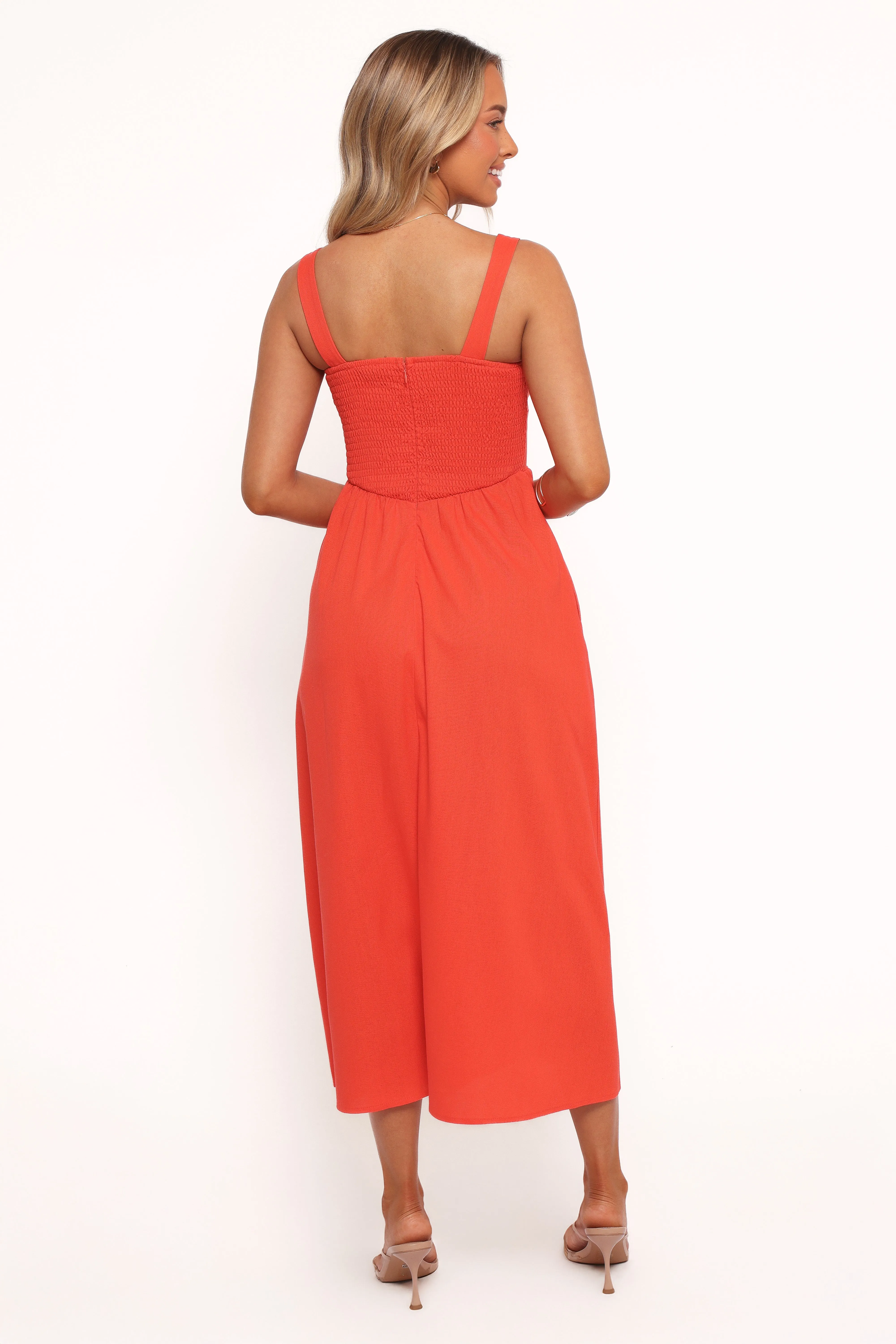 Kinslee Midi Dress - Coral Silky Shape