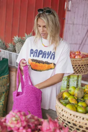 Fade Resistant Treatment EcoCertified Material Papaya Graphic Tee - Pale Pink