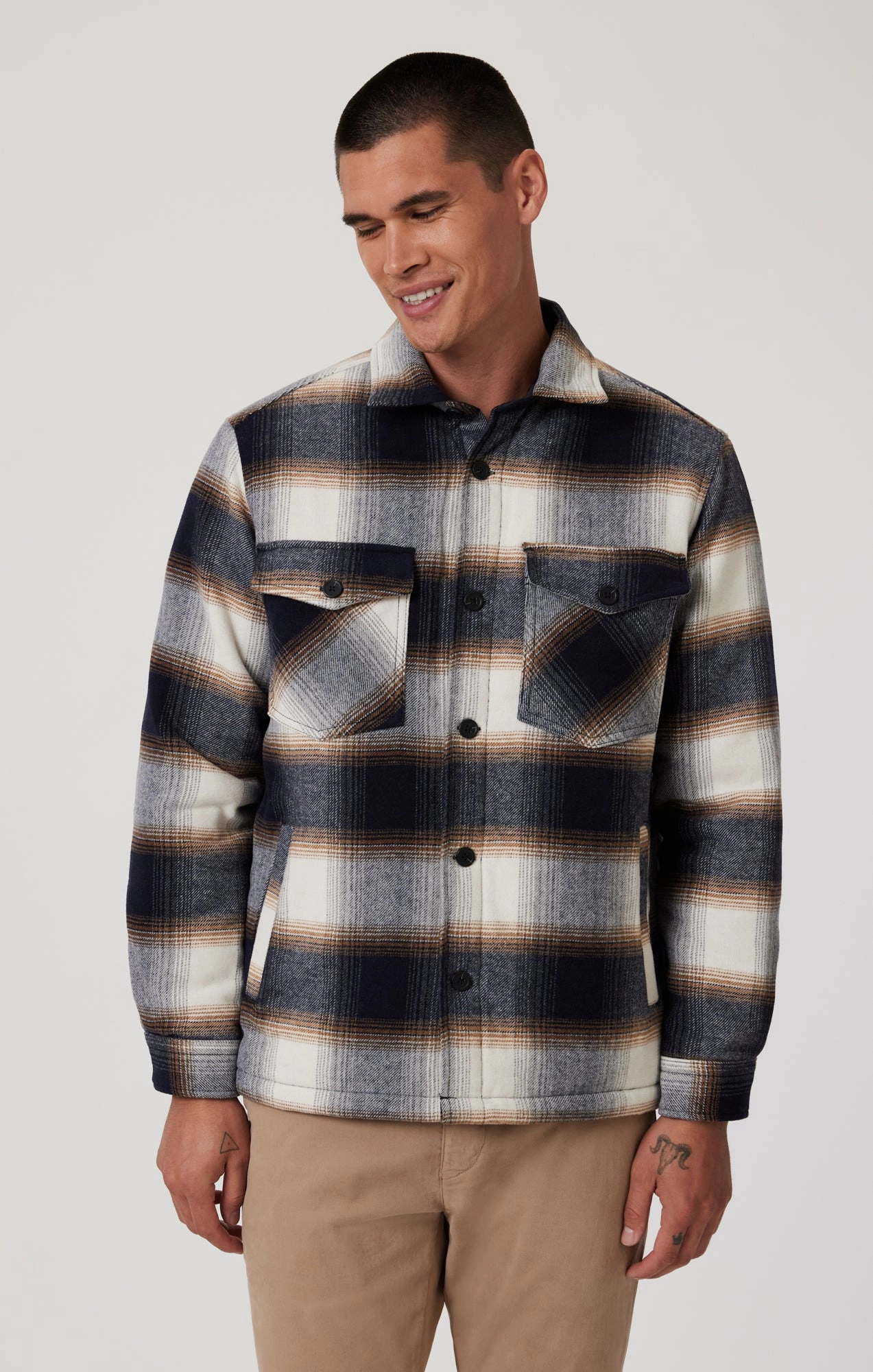 Stylish Daily Fit Survival Use PLAID SHACKET IN BROWN CHECK