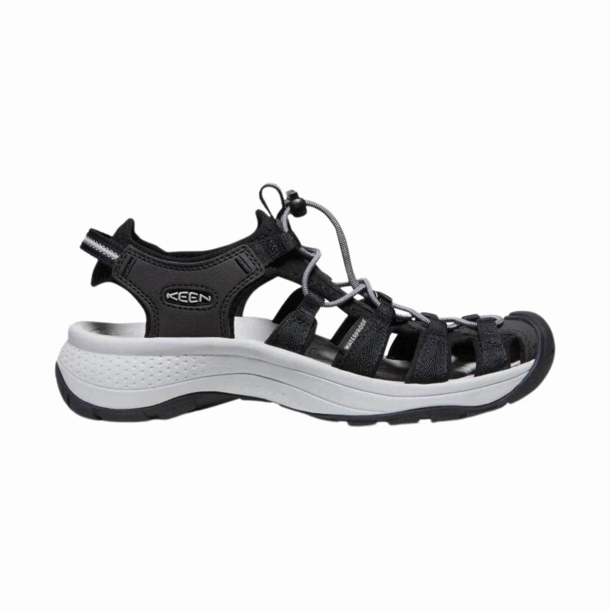 KEEN Women's Astoria West Sandal - Black/Grey Contoured Heel Cup Effortless Walk