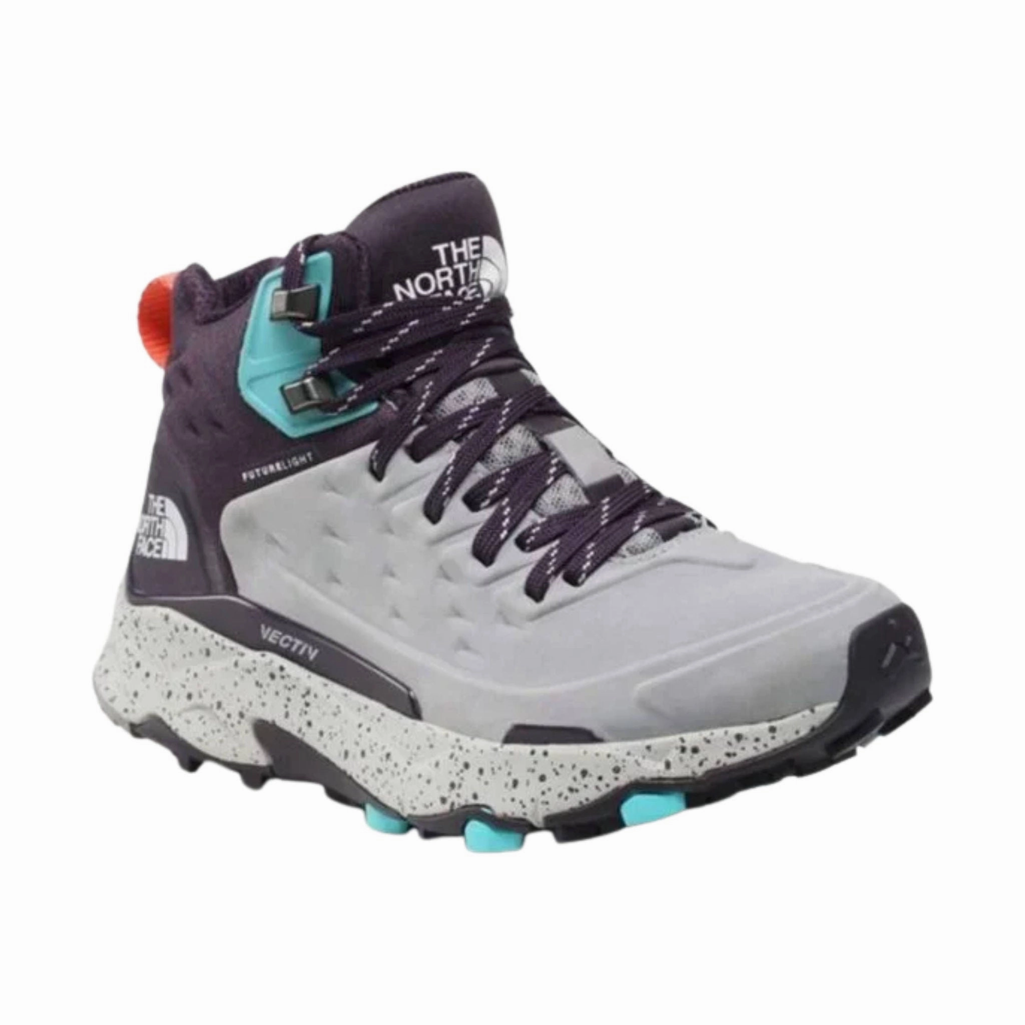 Compression Molded Sole Heat Resistant Coating The North Face Women's Vectiv Exploris Mid Futurelight Hiking Boots - Meld Grey/Dark Eggplant Purple