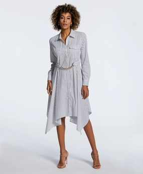 Handkerchief Dress with Chain Belt Chilly Day Wear