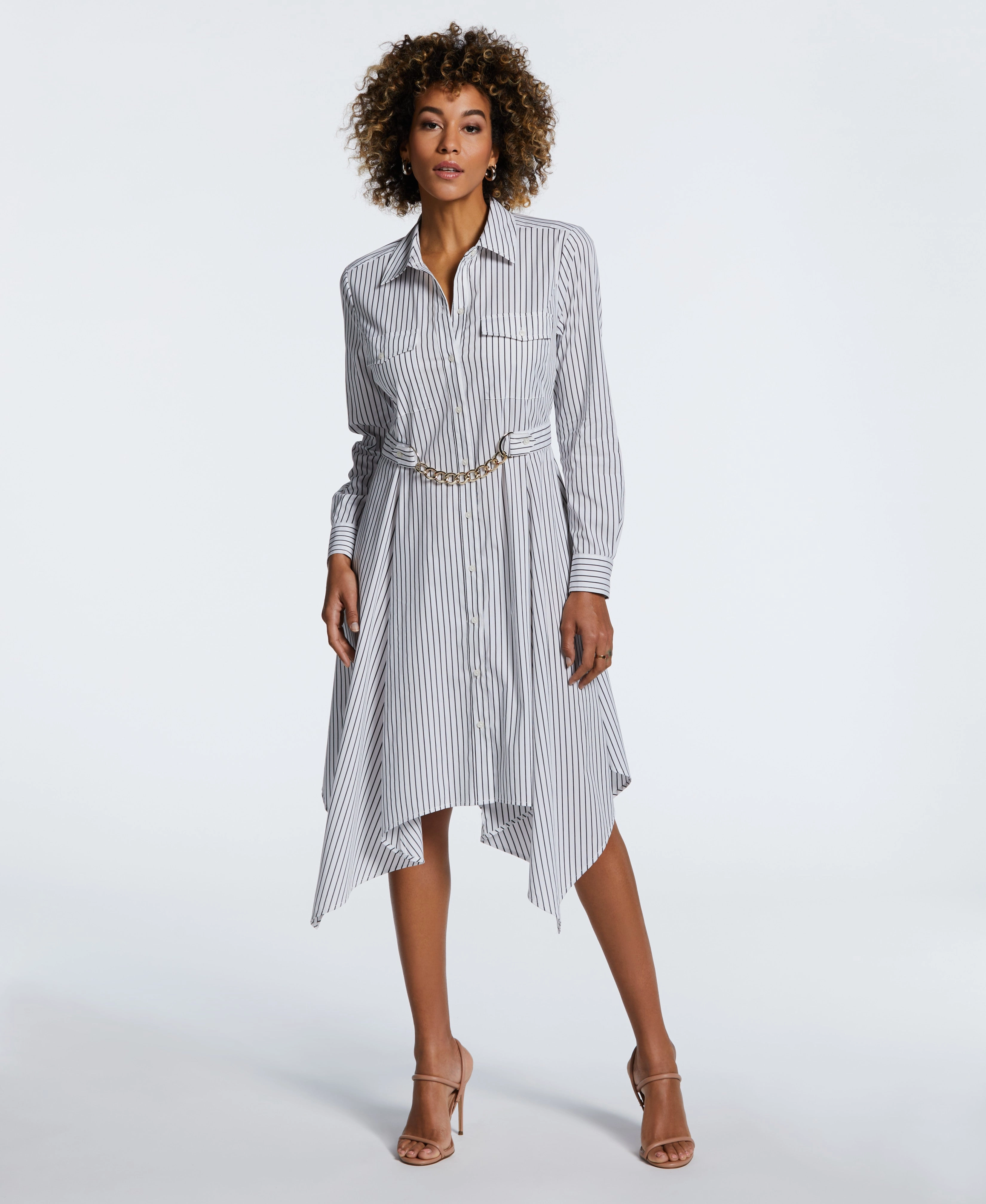 Soft fabric piece Handkerchief Dress with Chain Belt