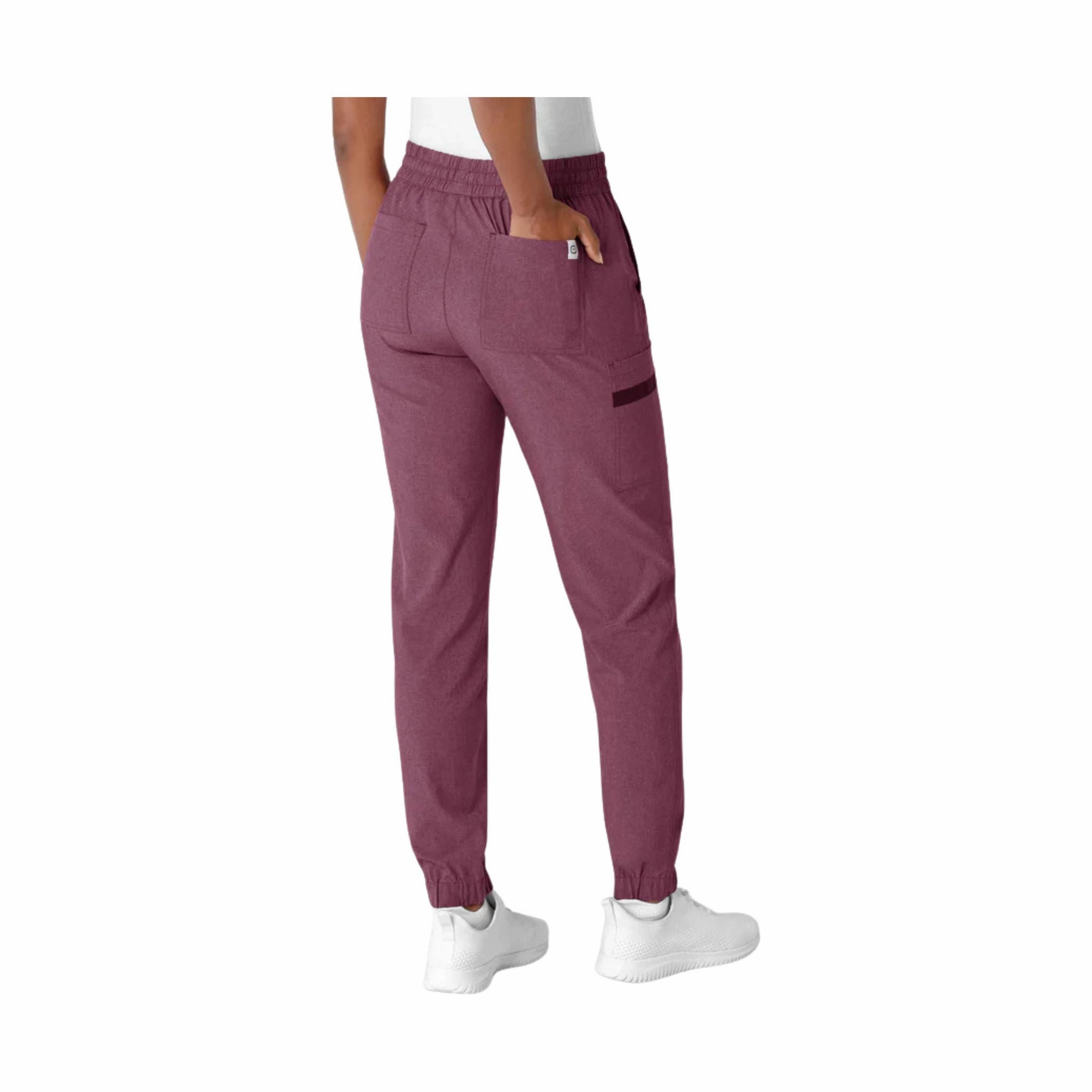 Wink Women's Jogger Scrub Pant - Wine Heather Ventilated Panels Functional Fit