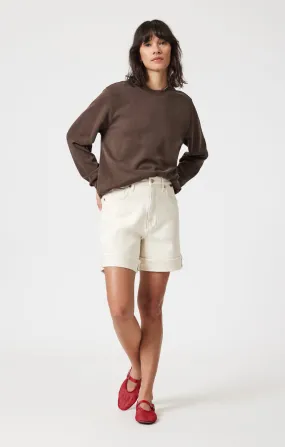 HEIDI CUFFED SHORTS IN ECRU 90's Abrasion Resistant Edges