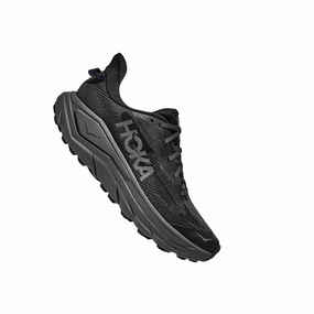 HOKA Men's Challenger 8 Trail Running Shoes - Black/Outer Orbit Layered Midsole Construction Recycled Rubber Compound