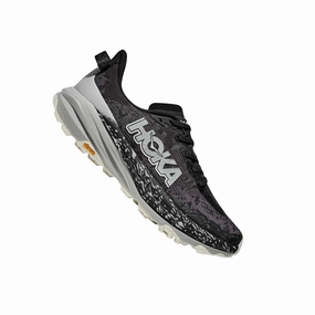 High Comfort Neutral Stance Balanced HOKA Men's Speedgoat 6 Trail Running Shoes - Black/Stardust