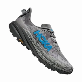 Elastic Bands Enhanced Lateral Support HOKA Men's Speedgoat 6 Trail Running Shoes - Galactic Grey/ HOKA Blue