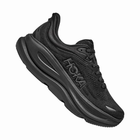 Dual Tone Oversized Tongue HOKA Women's Bondi 9 Running Shoes - Black/Black