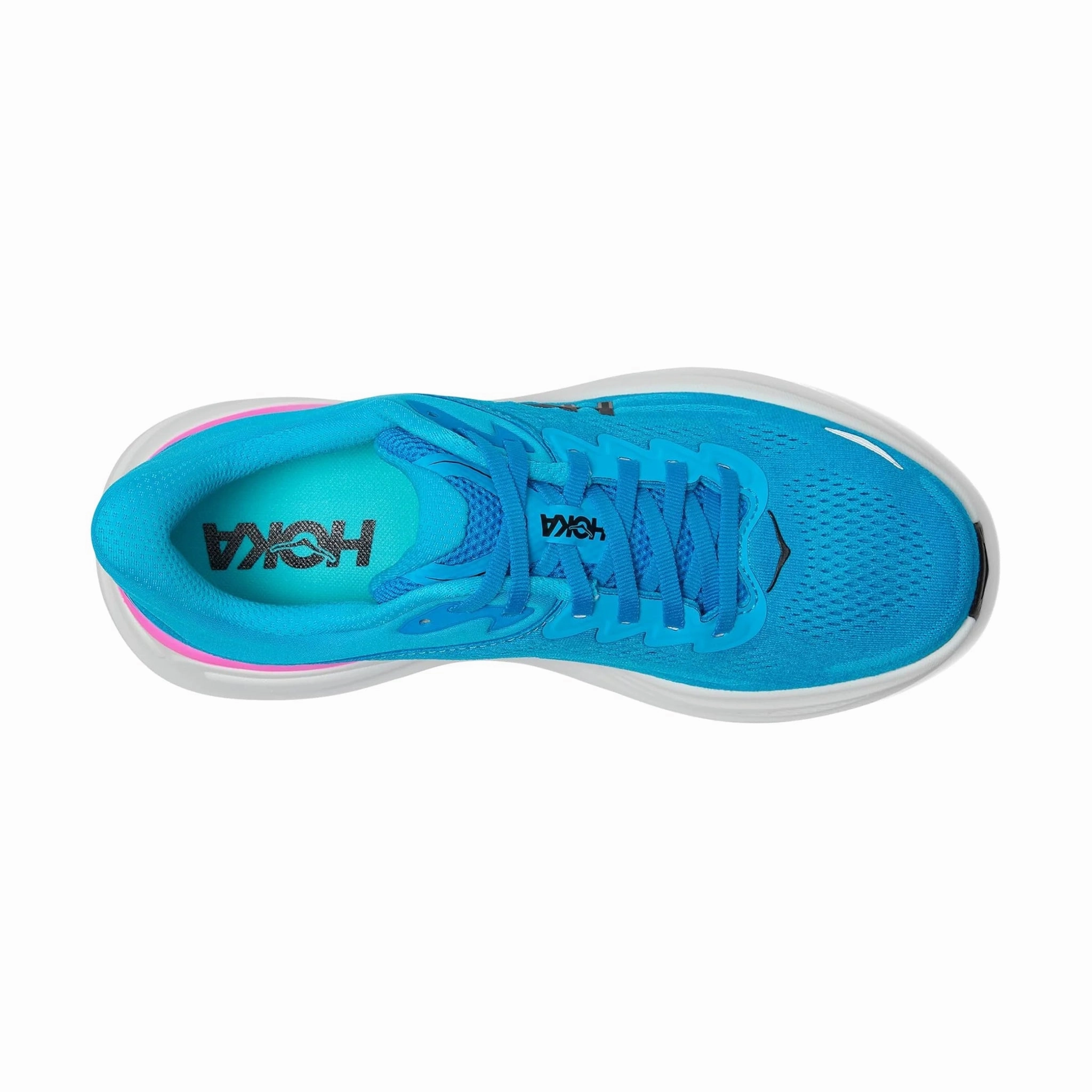 HOKA Women's Bondi 9 Running Shoes - Skyward Blue/Neon Fuchsia Go Sport Dynamic Fit Lacing