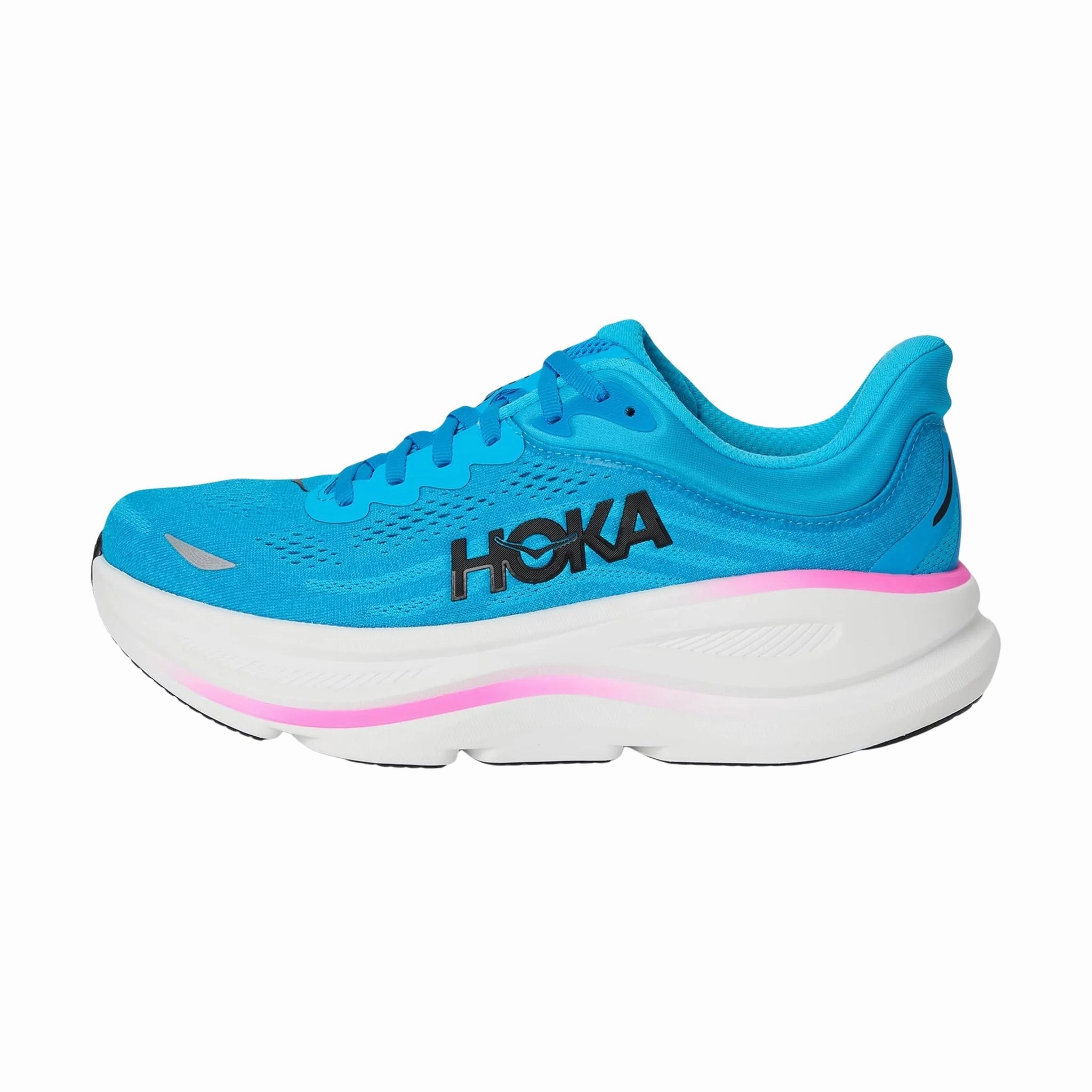 HOKA Women's Bondi 9 Running Shoes - Skyward Blue/Neon Fuchsia Non Slip Outsole