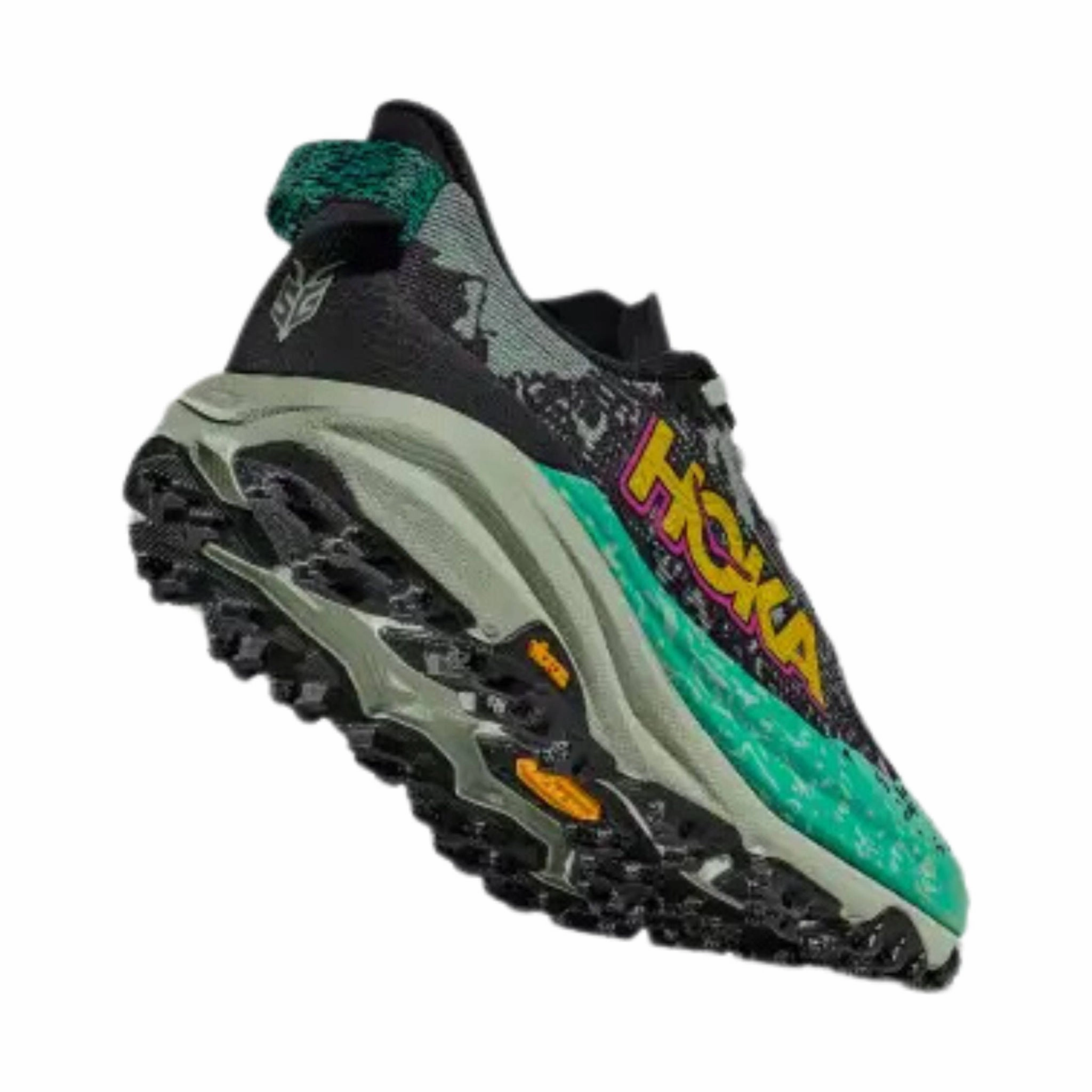 HOKA Women's Speedgoat 6 Trail Running Shoes - Black/ Aloe Vera Collar Padding Secure stability