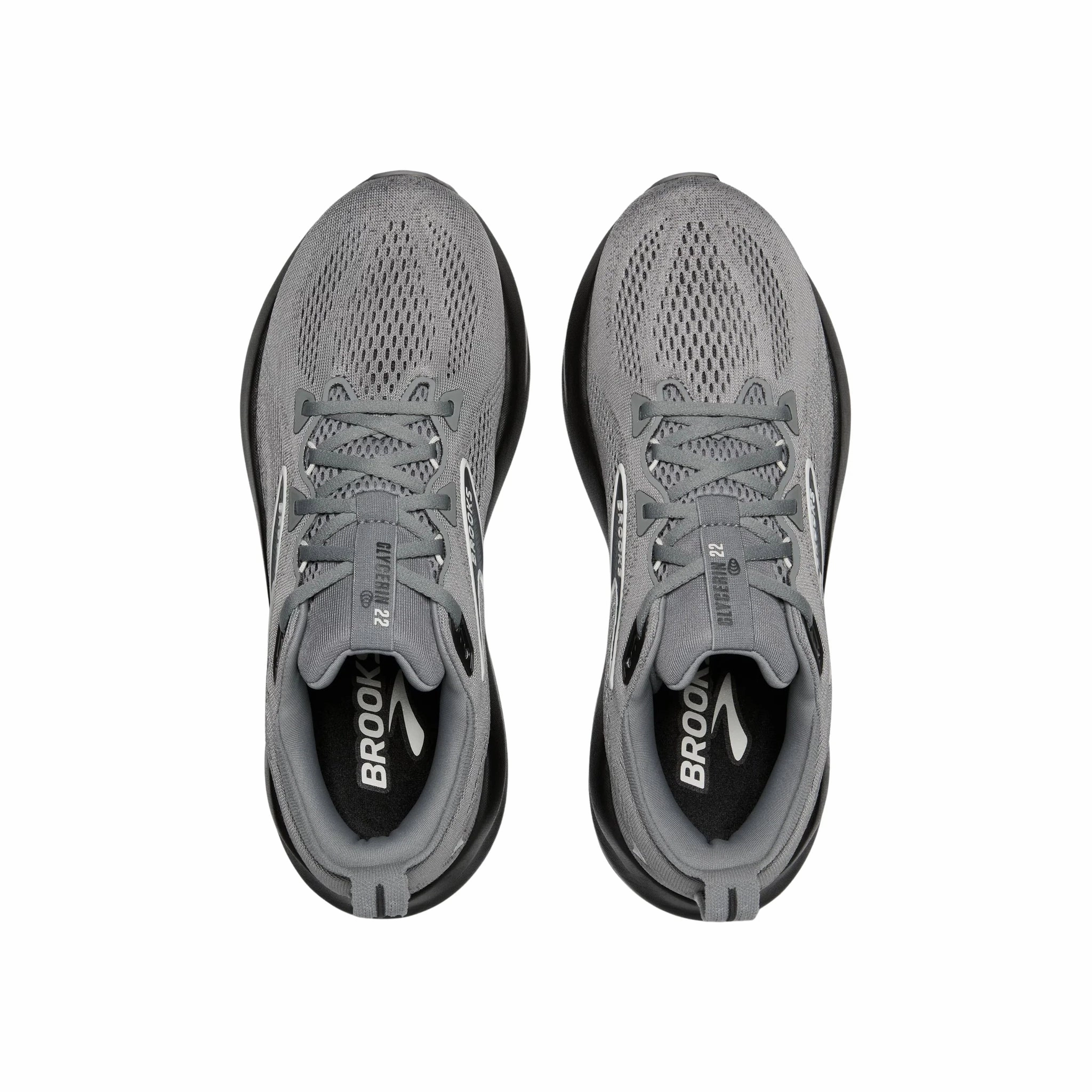Shock Diffusing Midsole Brooks Men's Glycerin 22 Running Shoes - Primer Gray/Ebony/Bluewash