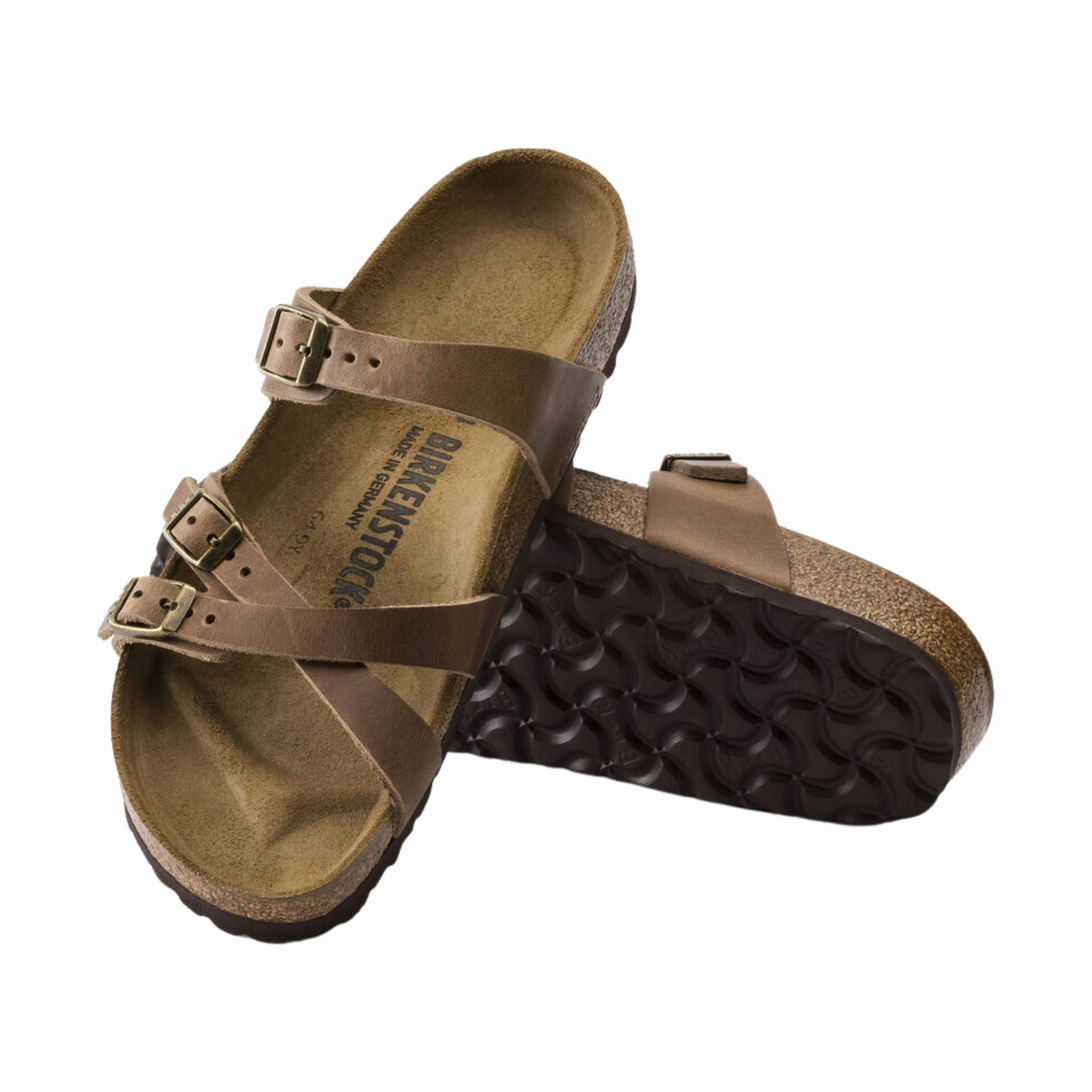Layered Shock Dispersion Birkenstock Franca Sandal - Oiled Leather Tobacco