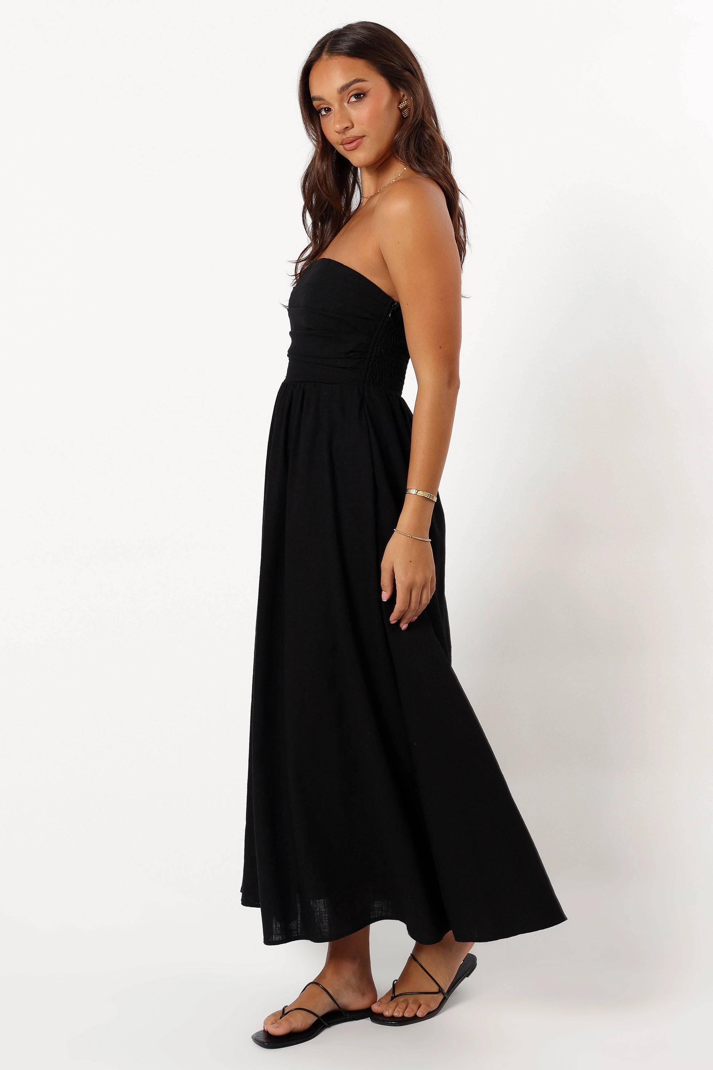 Polite Color Kayt Strapless Dress - Black