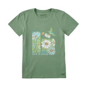 SeamlessSidePanels Life Is Good Women's Good Hummingbird Short Sleeve Crusher Tee - Granite Green