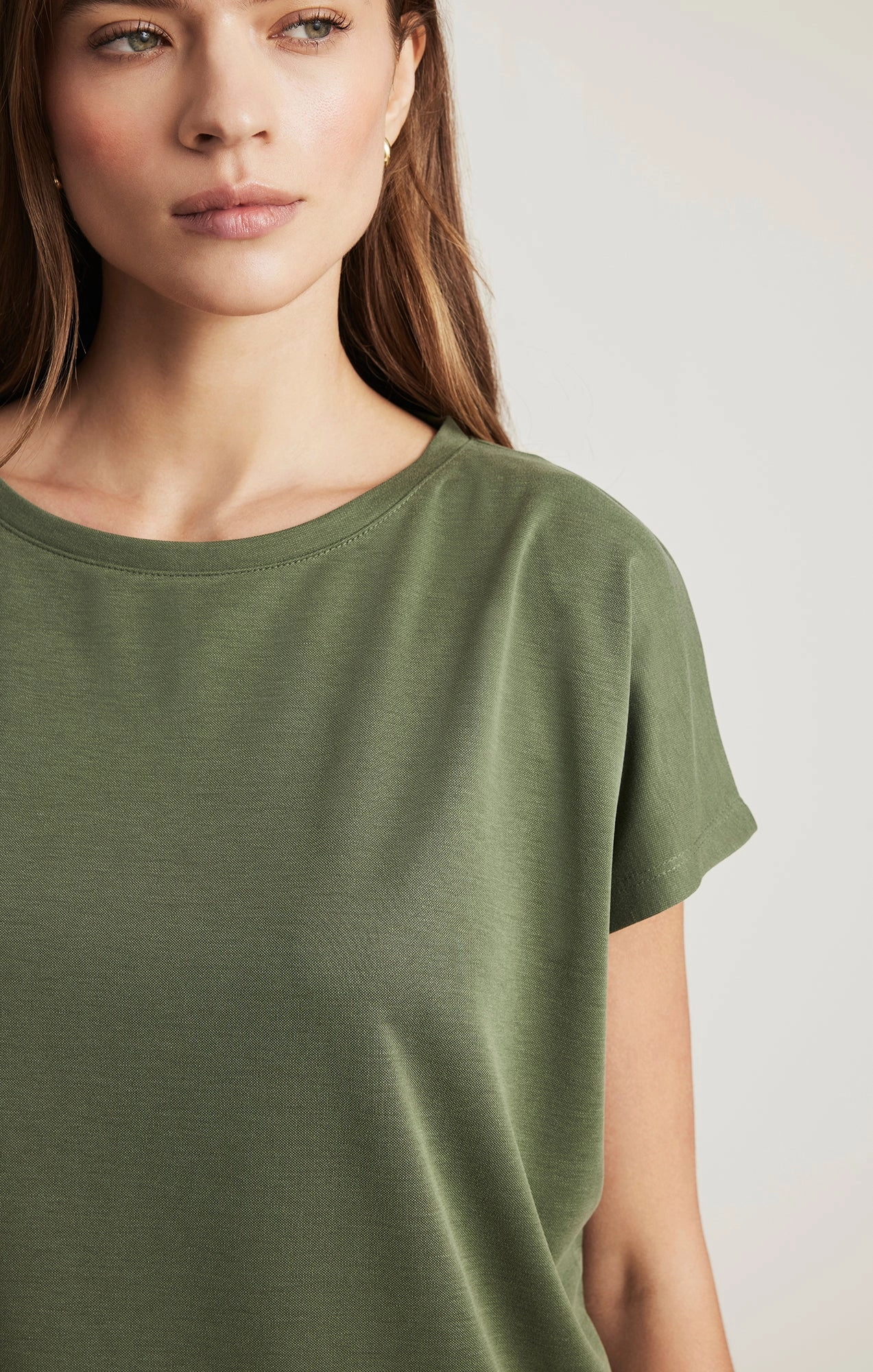 Versatile and Comfortable LUXE TOUCH TENCEL? BOAT NECK T-SHIRT IN THYME