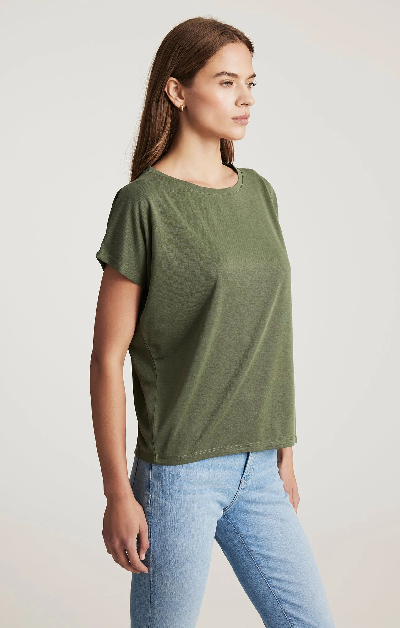 Soft Wearable Fun and Relaxed LUXE TOUCH TENCEL? BOAT NECK T-SHIRT IN THYME