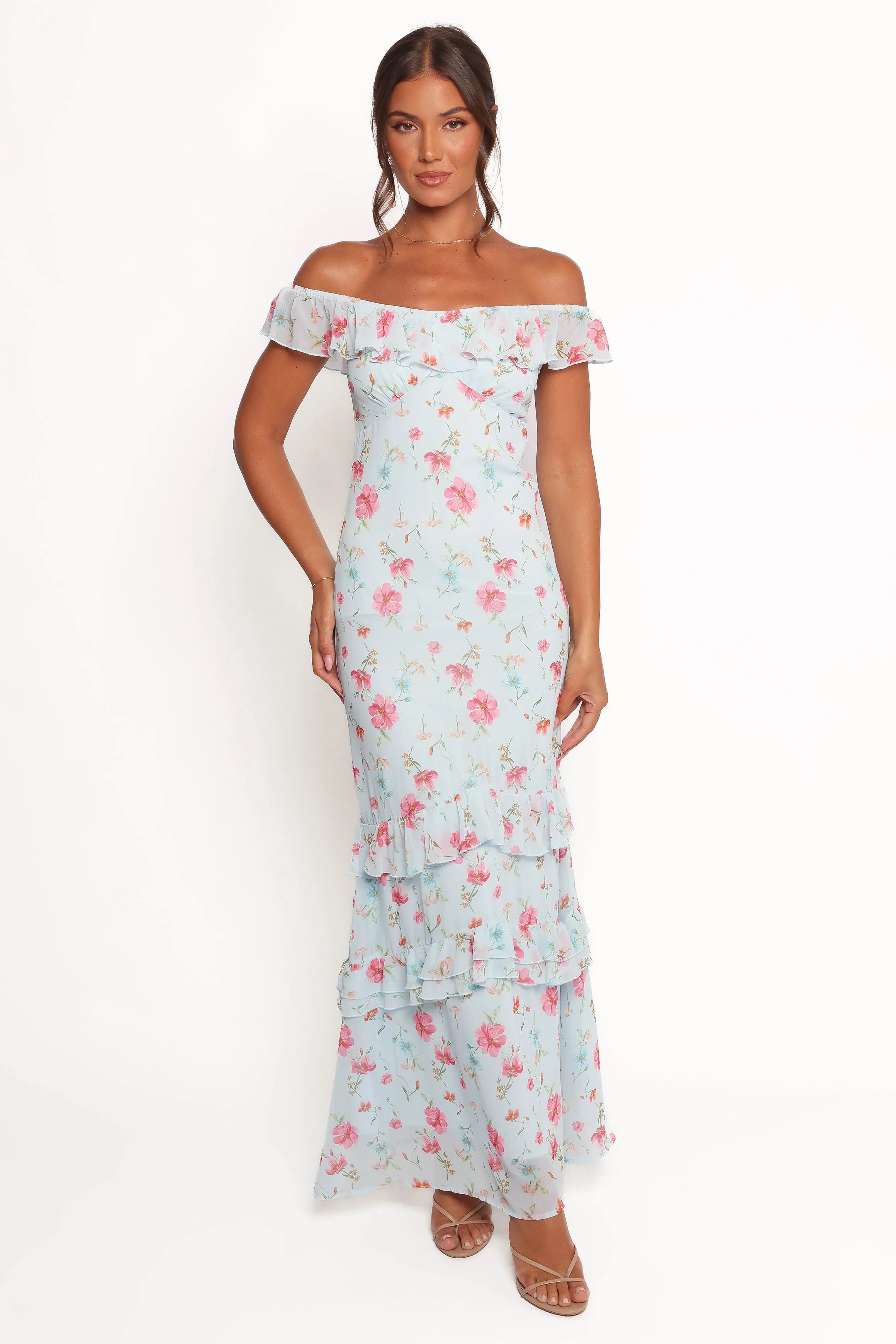 Irelynn Maxi Dress - Blue Floral Soft and Smooth Urban Look