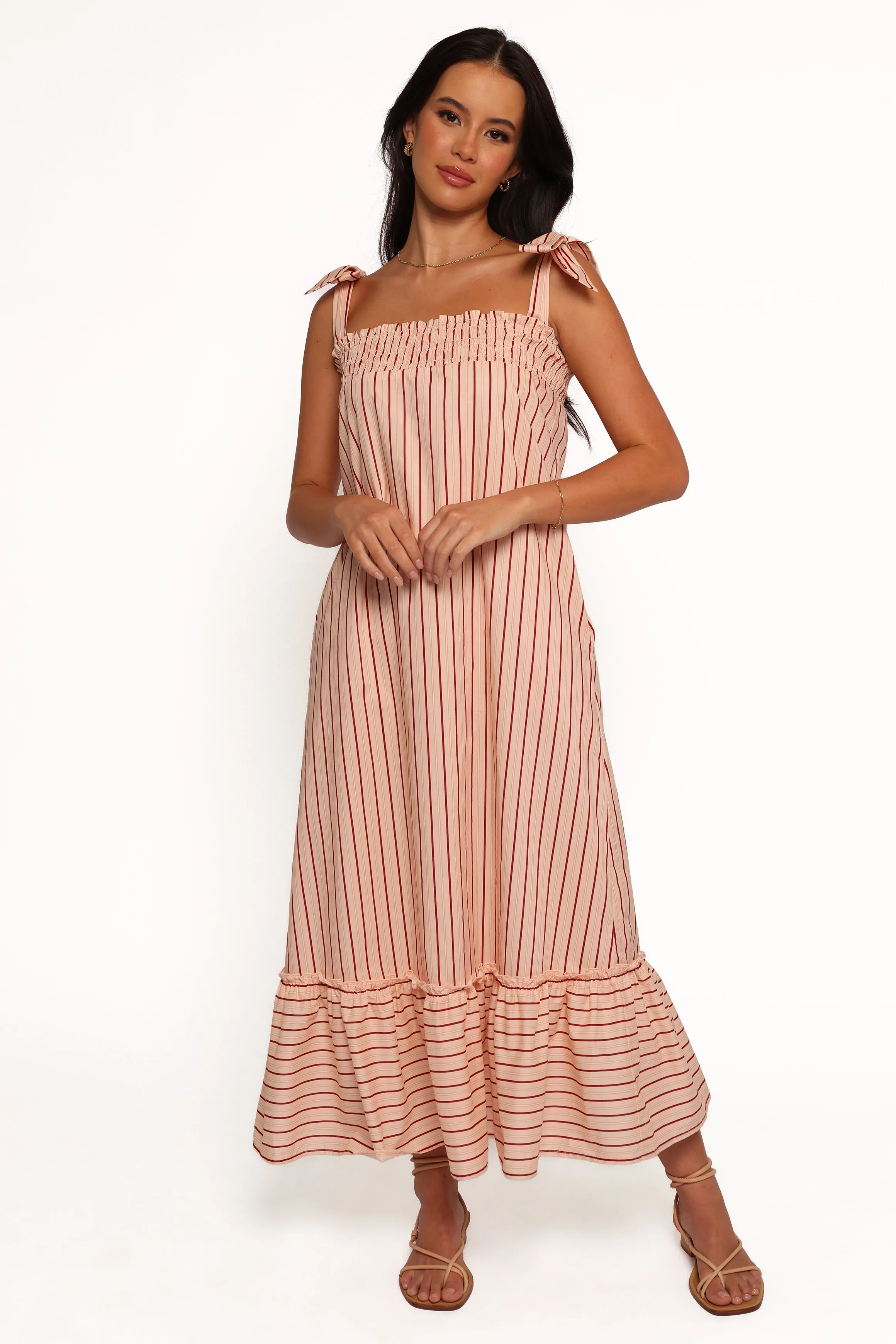 Feminine Movement Cool Look Irina Maxi Dress - Pink Stripe