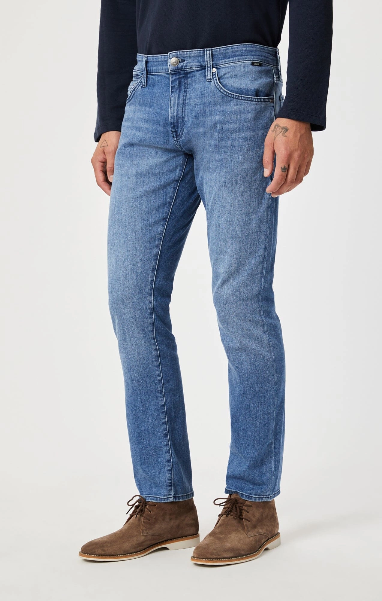 Garment Dyed Texture Light Washed JAKE SLIM LEG IN BLUE STONE WILLIAMSBURG