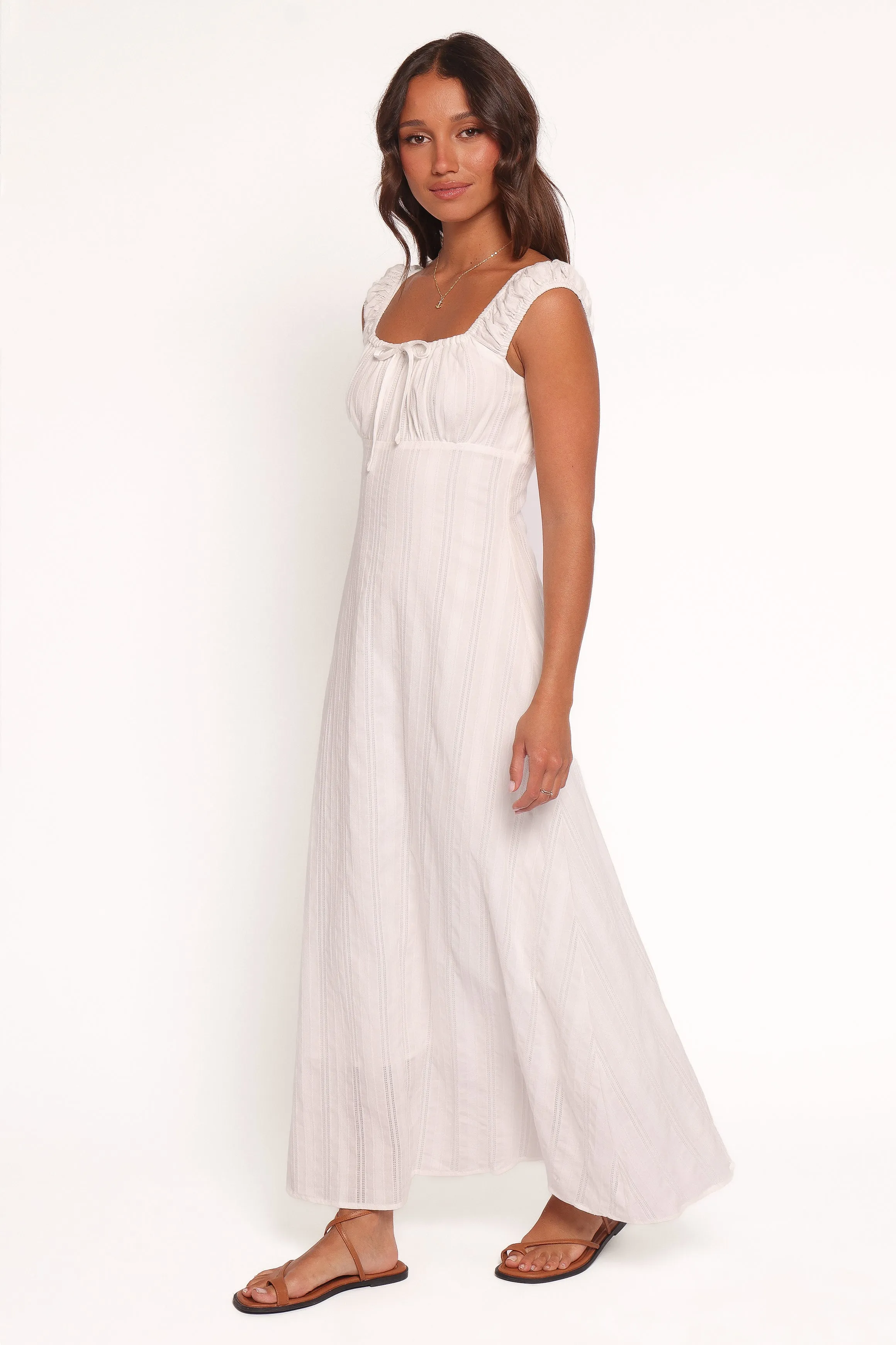 V Neckline Jessalyn Maxi Dress - White