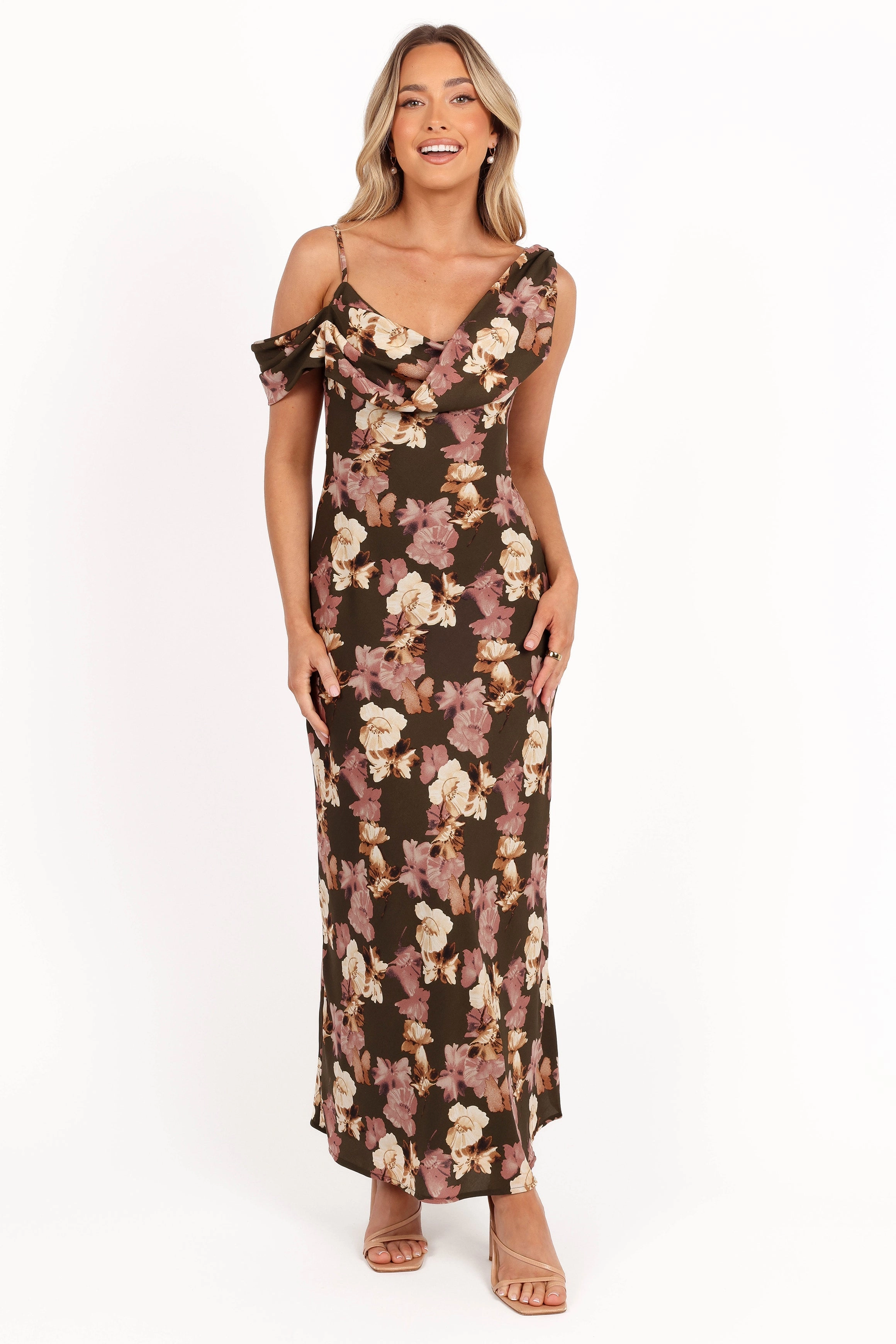 Kamryn Midi Dress - Olive Floral Ready Glow
