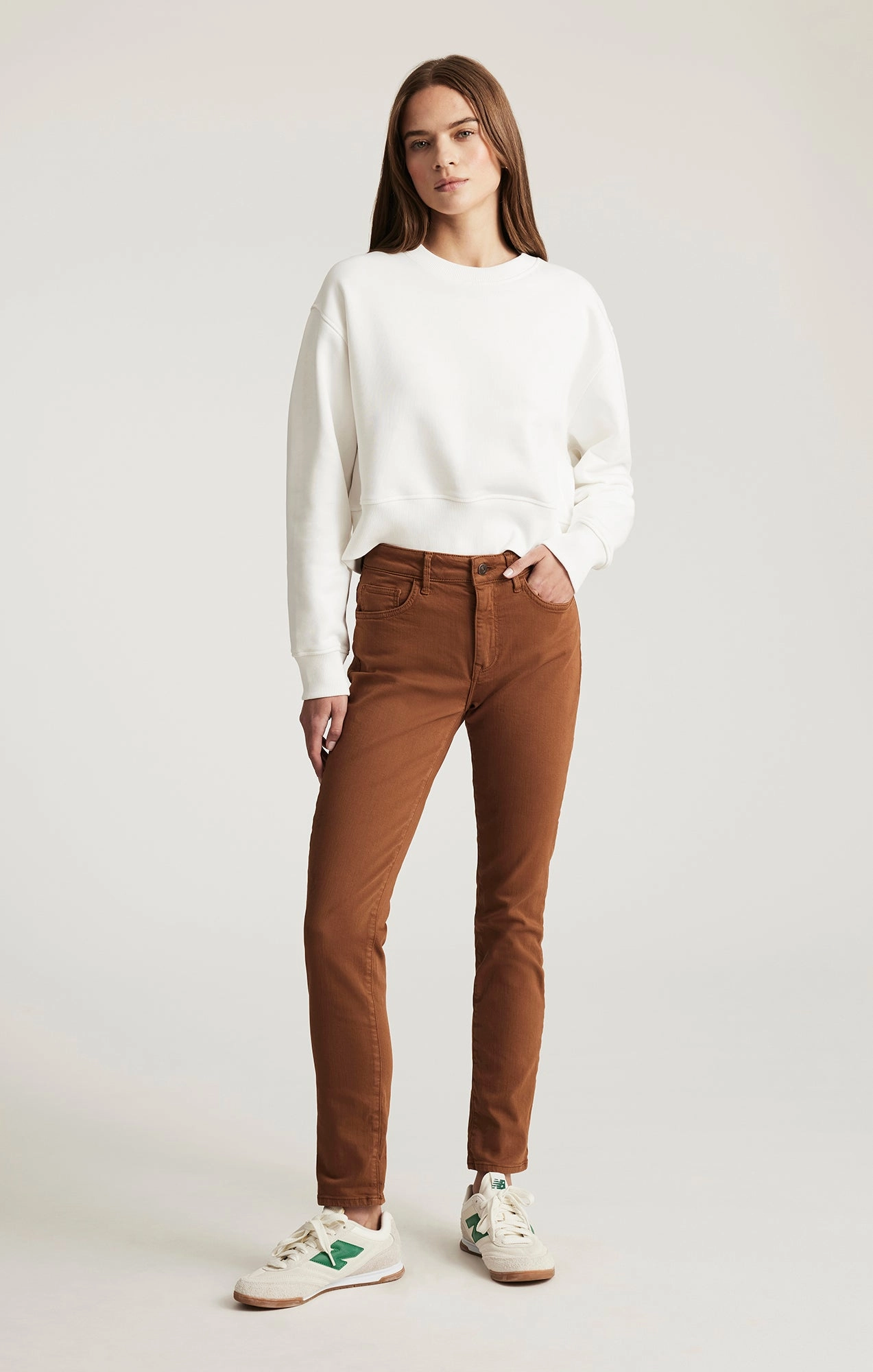 Teen Outfit Nature Lover Unisex Wear KATHLEEN SLIM BOYFRIEND IN CAMEL FLEX BLUE