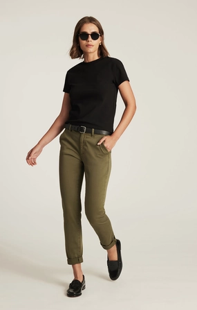 Warm design Soft Design KATHLEEN SLIM BOYFRIEND IN DARK OLIVE CASUAL TWILL