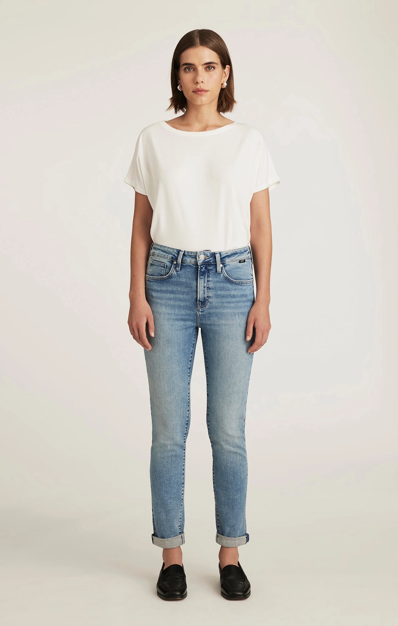 Stretch Holiday Vibes Streetwear Fan Weekend Style Rainy Day KATHLEEN SLIM BOYFRIEND IN LIGHT BRUSHED FLEX BLUE