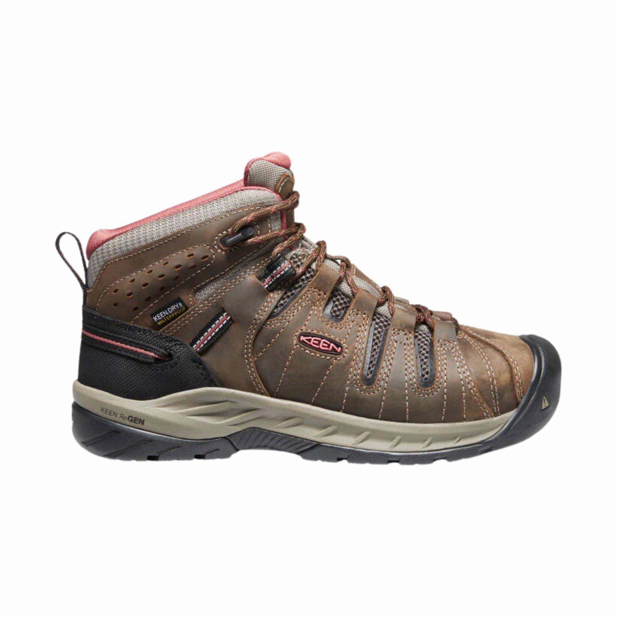 All Weather Rough Terrain KEEN Utility Women's Flint II Mid Waterproof Soft Toe Boot - Cascade Brown/Brick Dust