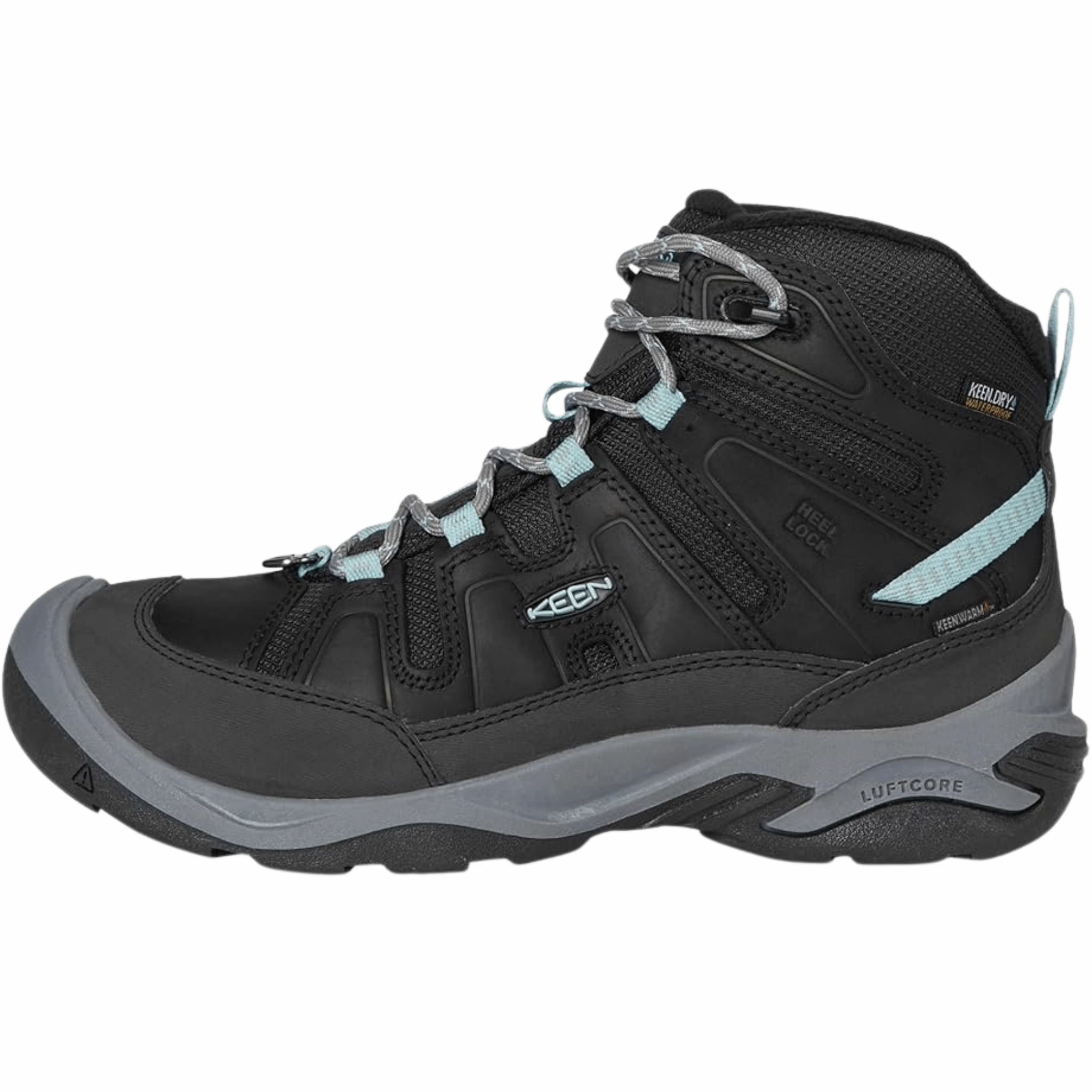 Waterproof Feature Feather Light Weather Resistant User KEEN Women's Circadia Mid Polar Winter Boots - Black/ Cloud Blue