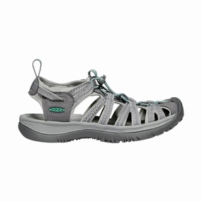 KEEN Women's Whisper Sandal - Medium Grey/Peacock Green Recyclable Packaging